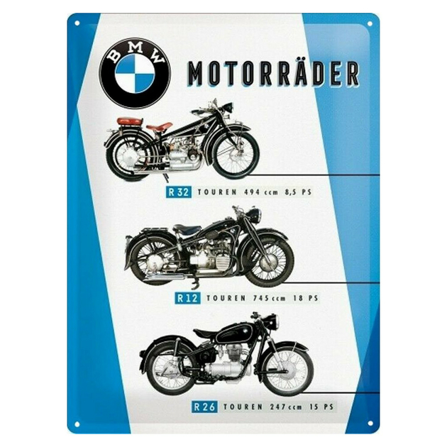 Plaque BMW moto vintage 30 x 40