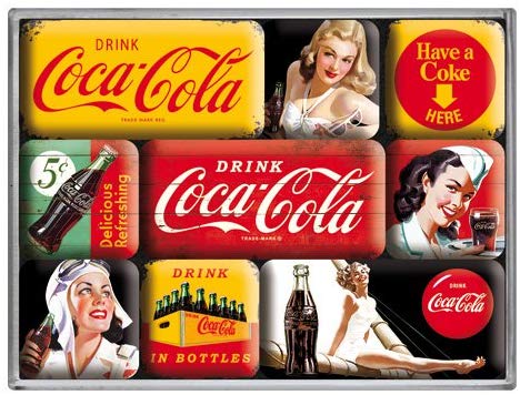 Lot de 9 magnets Coca-cola rétro - Idées cadeau/Les magnets