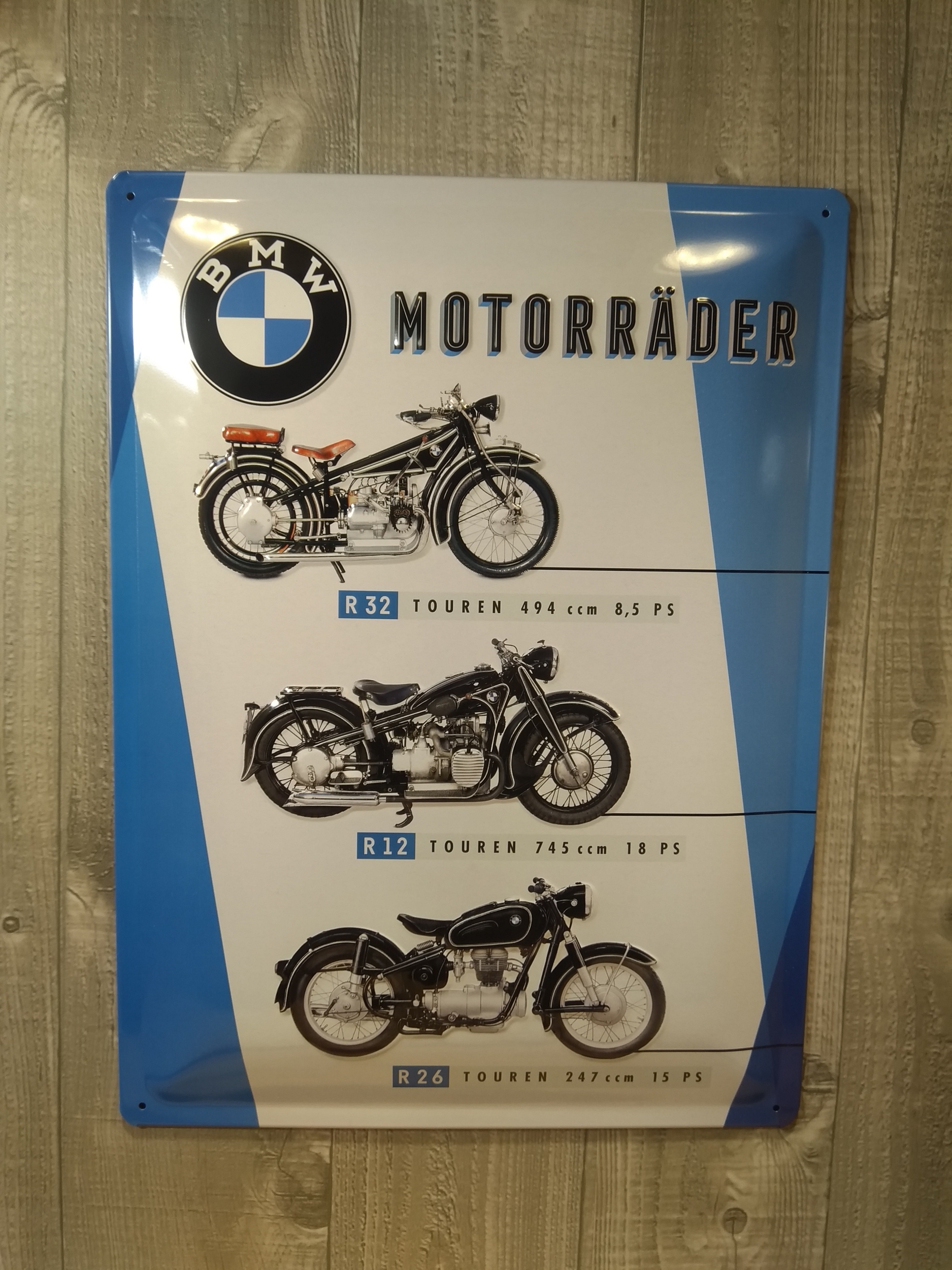 Plaque BMW moto vintage 30 x 40