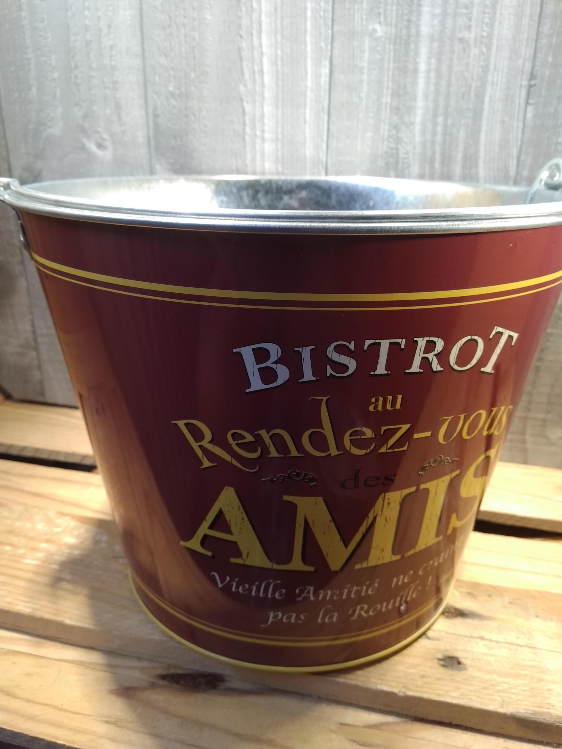 seau à glaçon métal alimentaire bistrot des amis rétro vintage