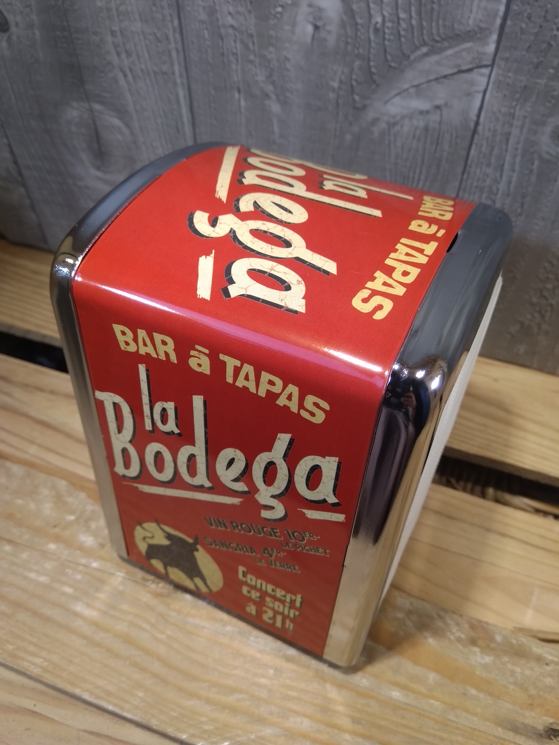 distributeur de serviettes publicitaire déco la bodega rétro vintage