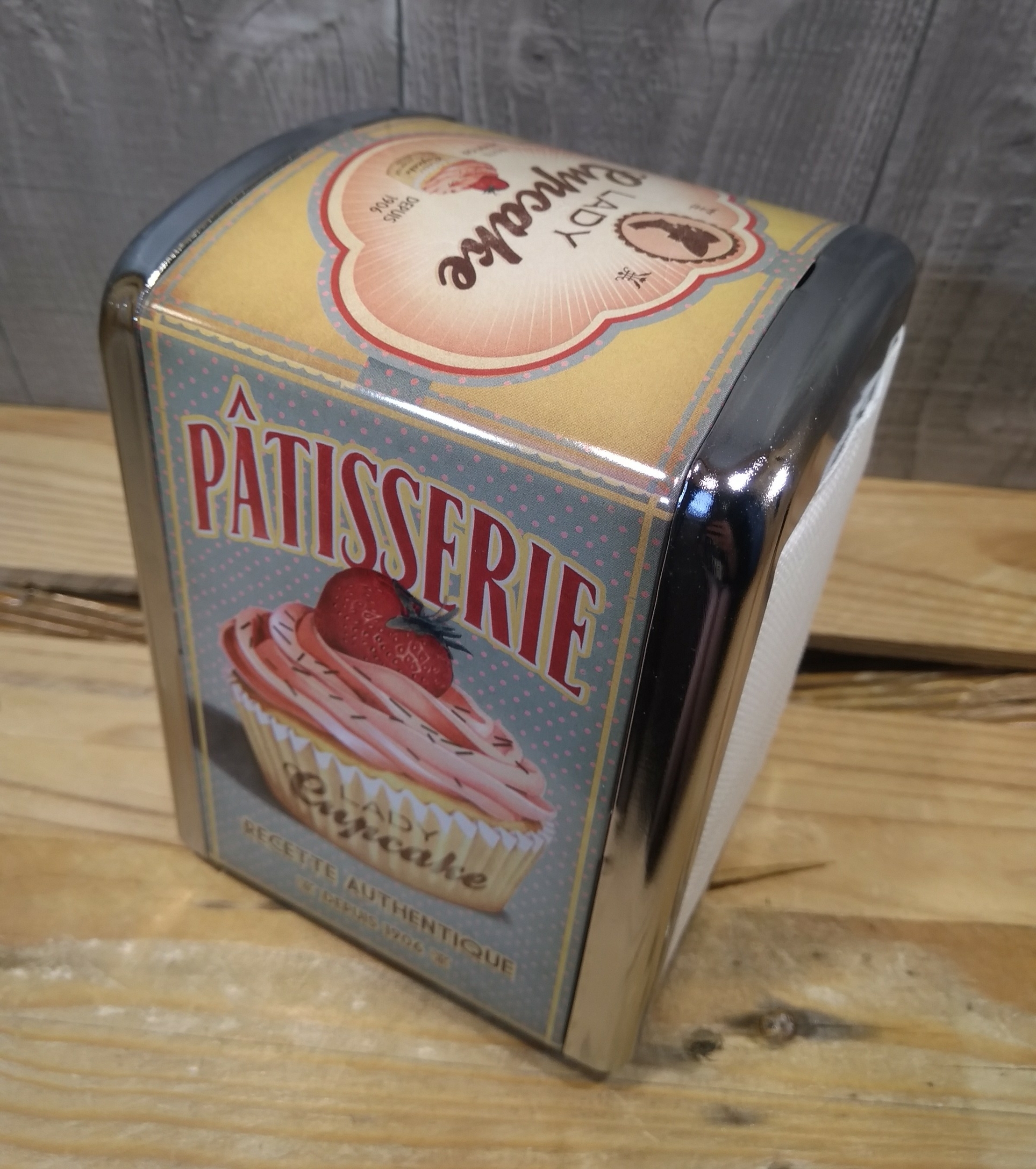 distributeur de serviettes déco rétro vintage publicitaire lady cupcake