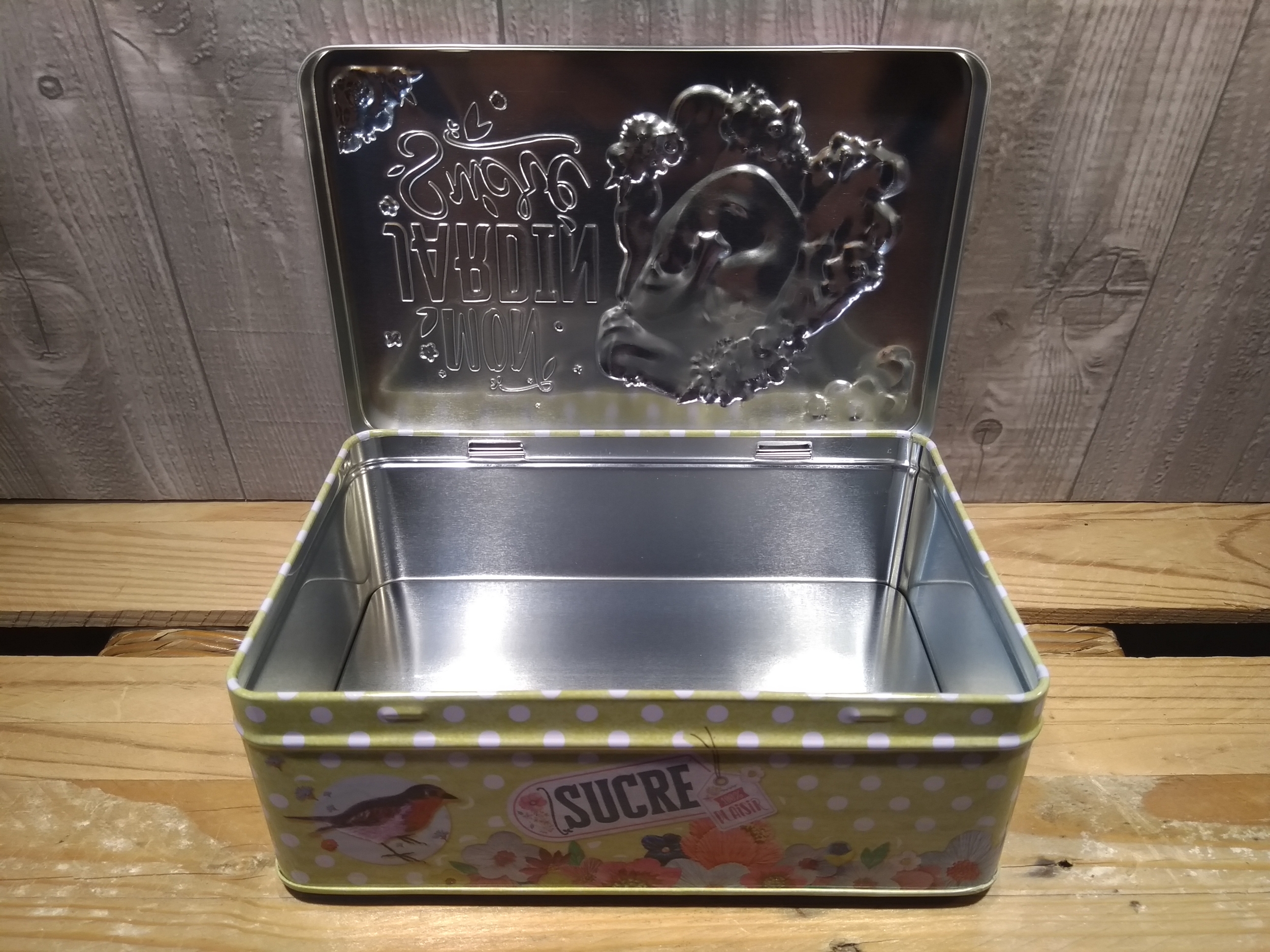 boite à gâteaux métal alimentaire mon jardin sucré