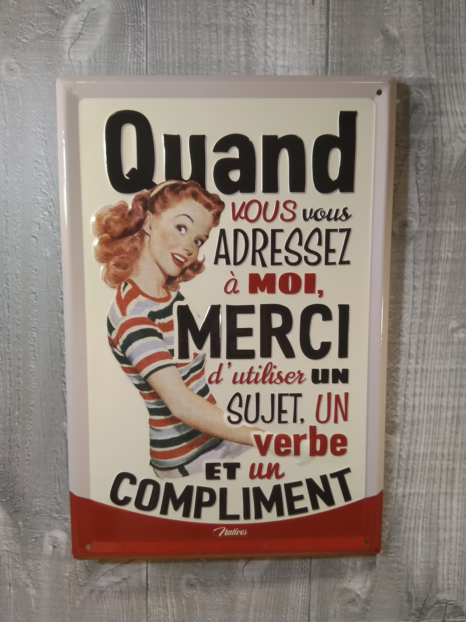 Plaque métal SUJET VERBE COMPLIMENT Natives déco rétro vintage - Provence  Arômes Tendance sud