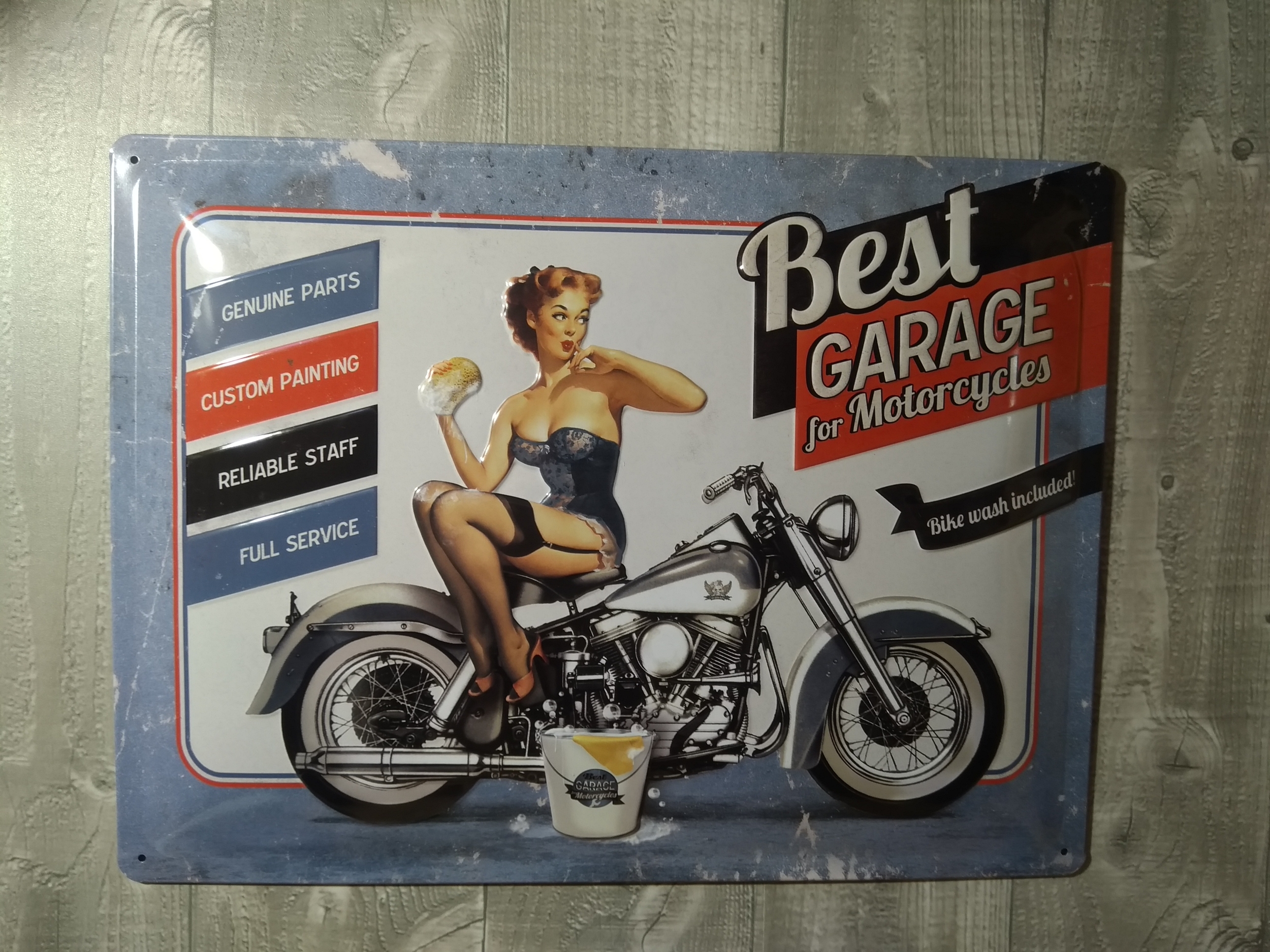 plaque métal déco publicitaire best garage pin-up rétro vintage