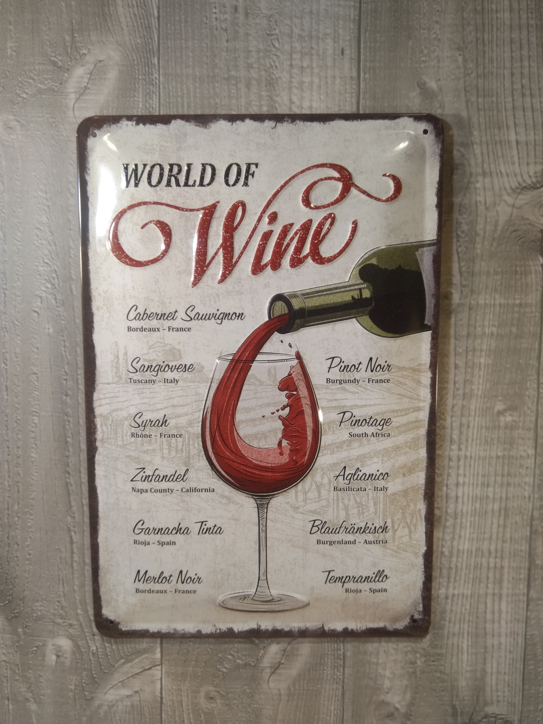 plaque métal déco relief pub wine rétro vintage