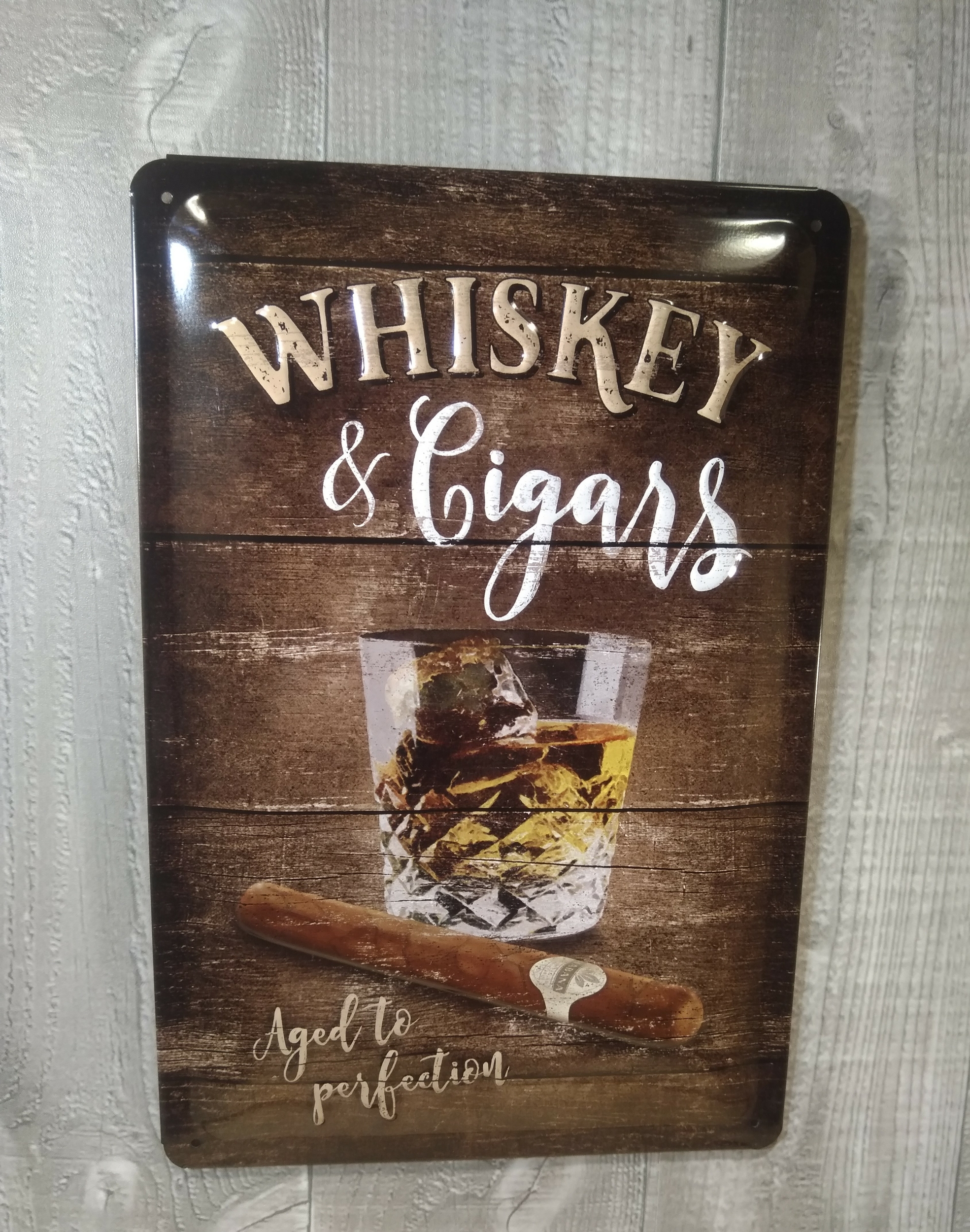 Plaque métal whiskey & cigars 20 x 30 - Les Plaques/Plaques 20x30