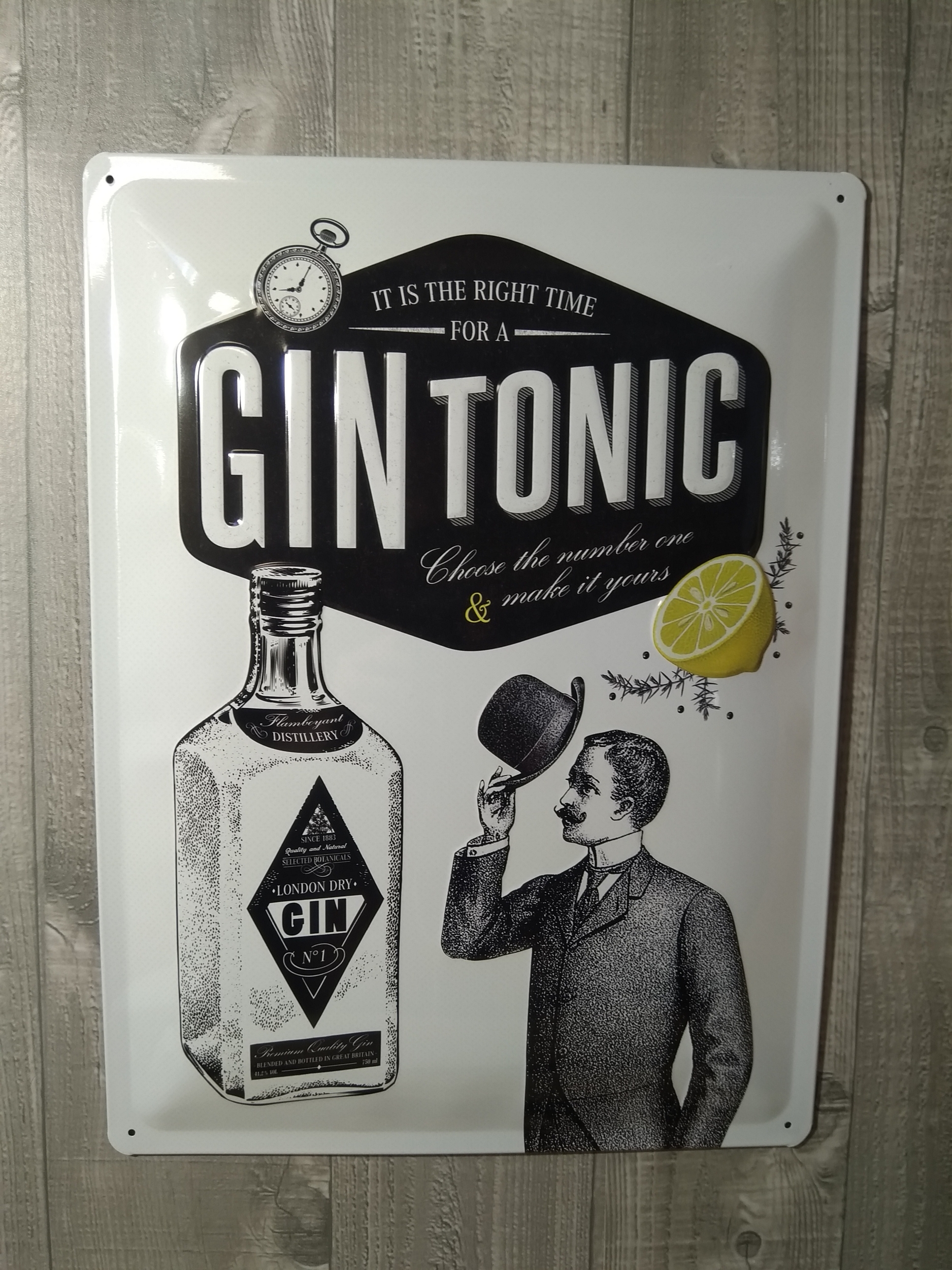 plaque métal déco bar publicitaire gin tonic rétro vintage