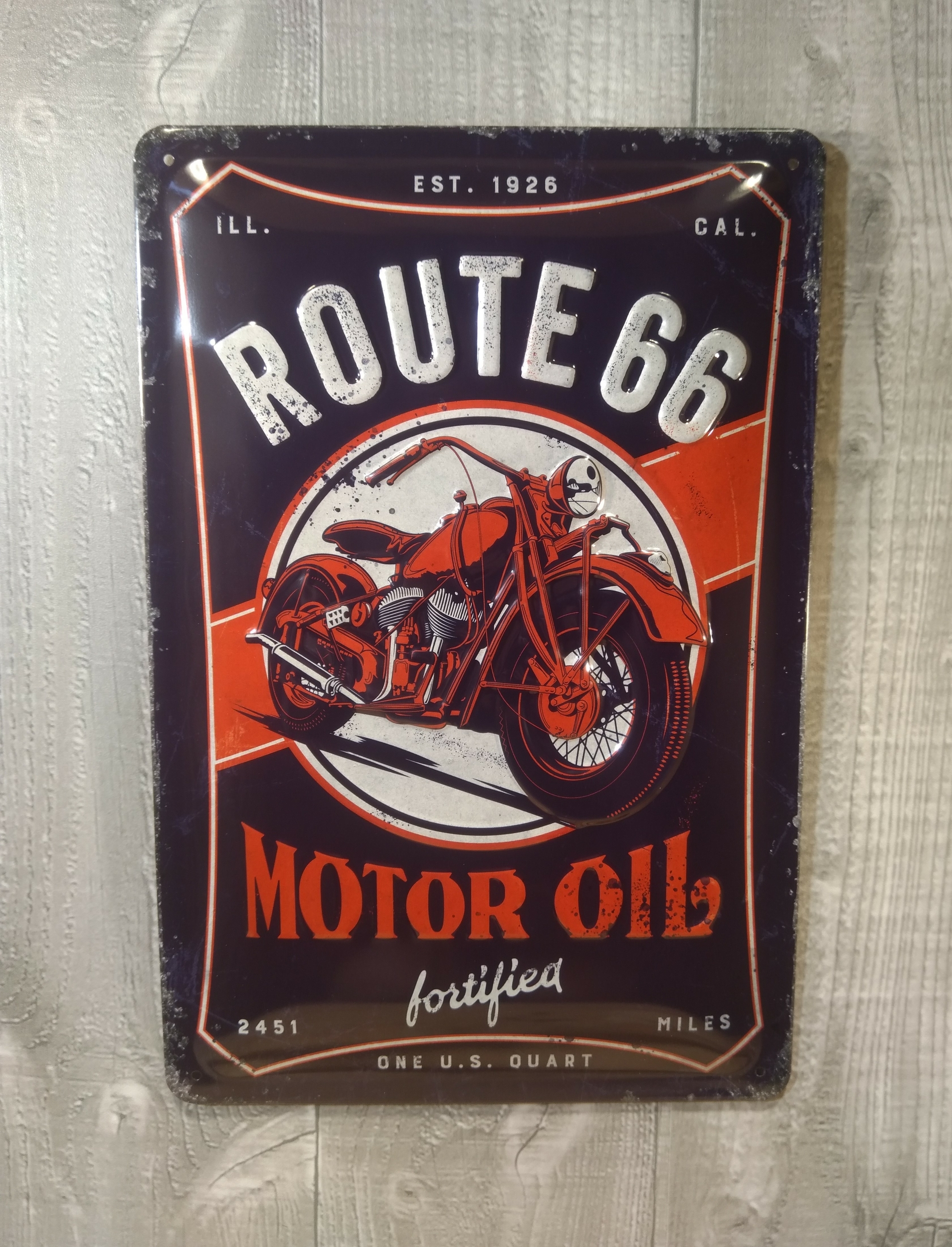 plaque métal déco murale publicitaire rétro vintage route 66 motor oil