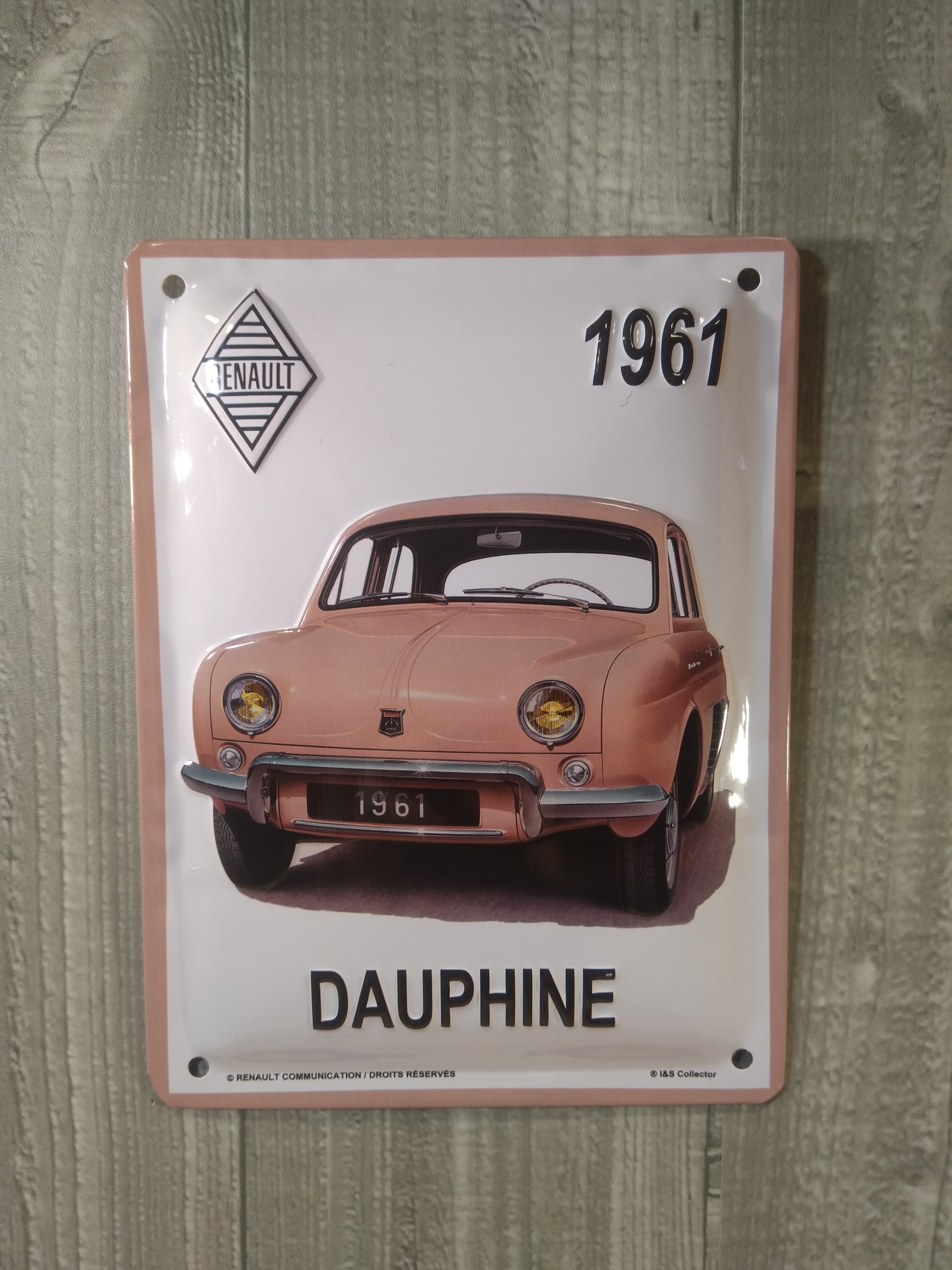 plaque métal déco publicitaire renault dauphine 1961 rétro vintage