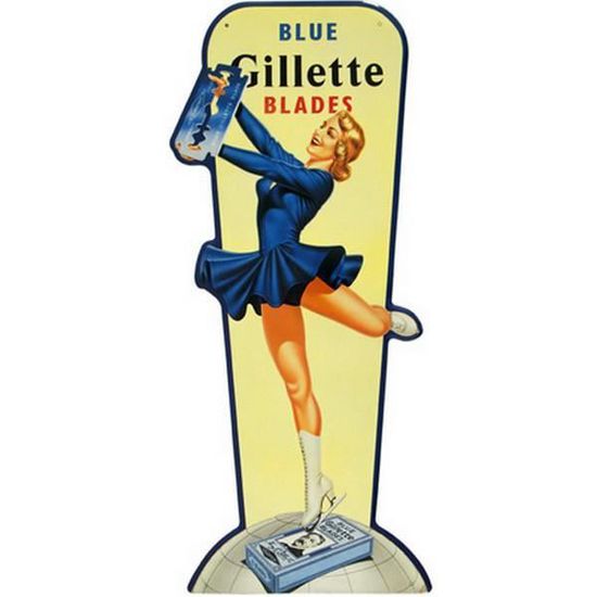 Plaque publicitaire - GAS - Pin Up en Short - Métal - 88x57 cm