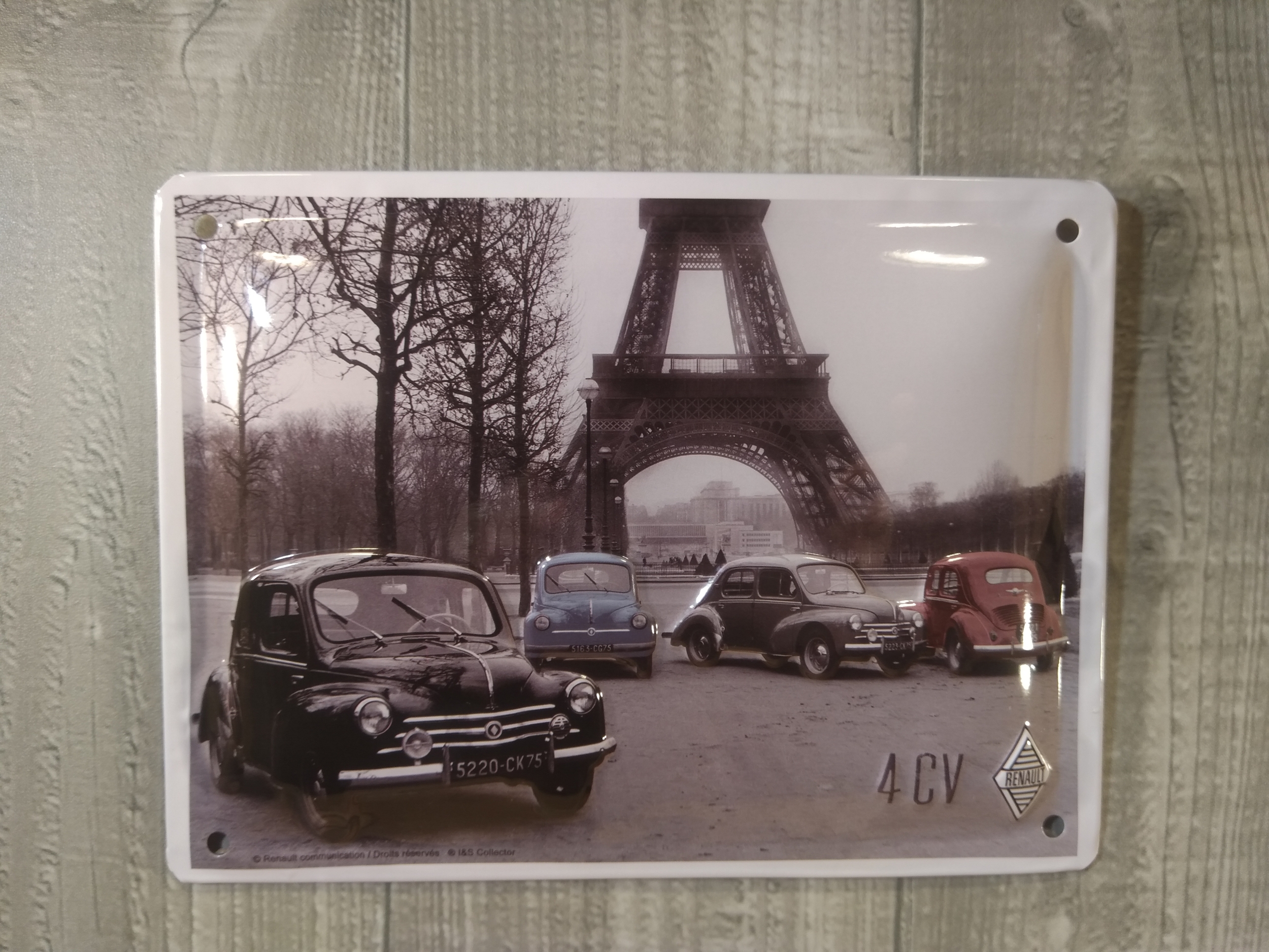 plaque métal déco publicitaire renault 4CV rétro vintage