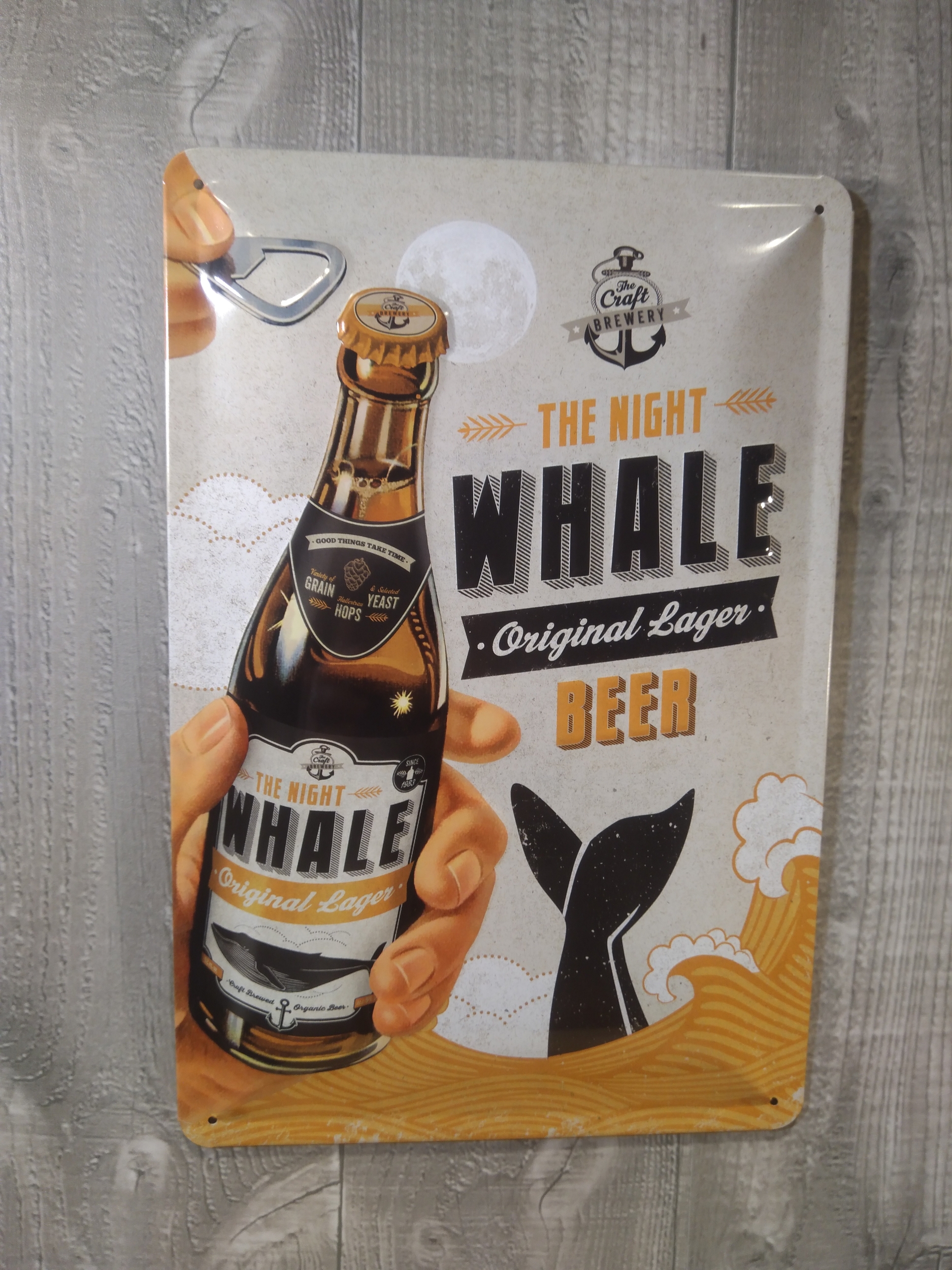 plaque métal déco publicitaire bière whale rétro vintage