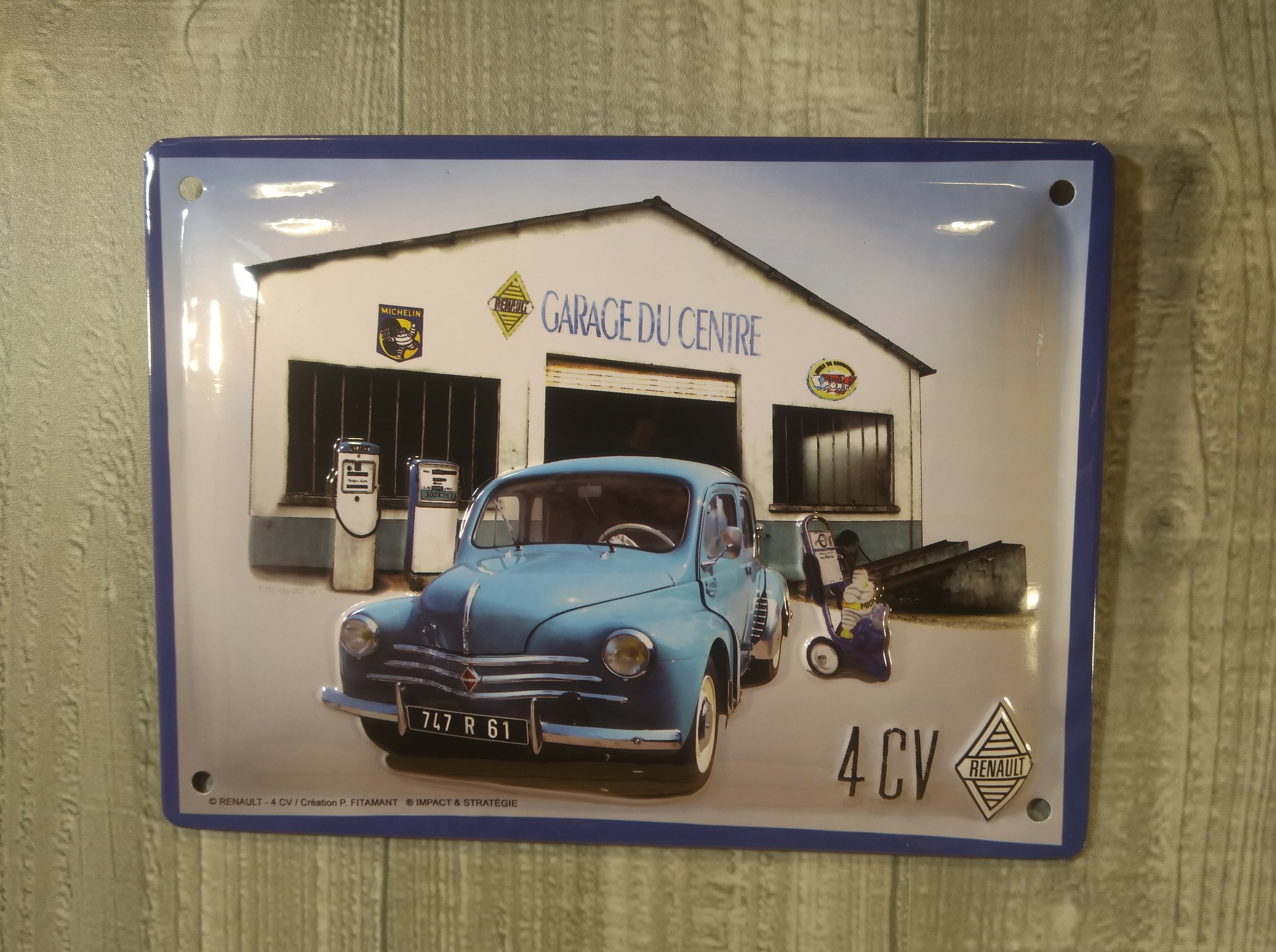 plaque métal déco publicitaire renault 4CV garage rétro vintage