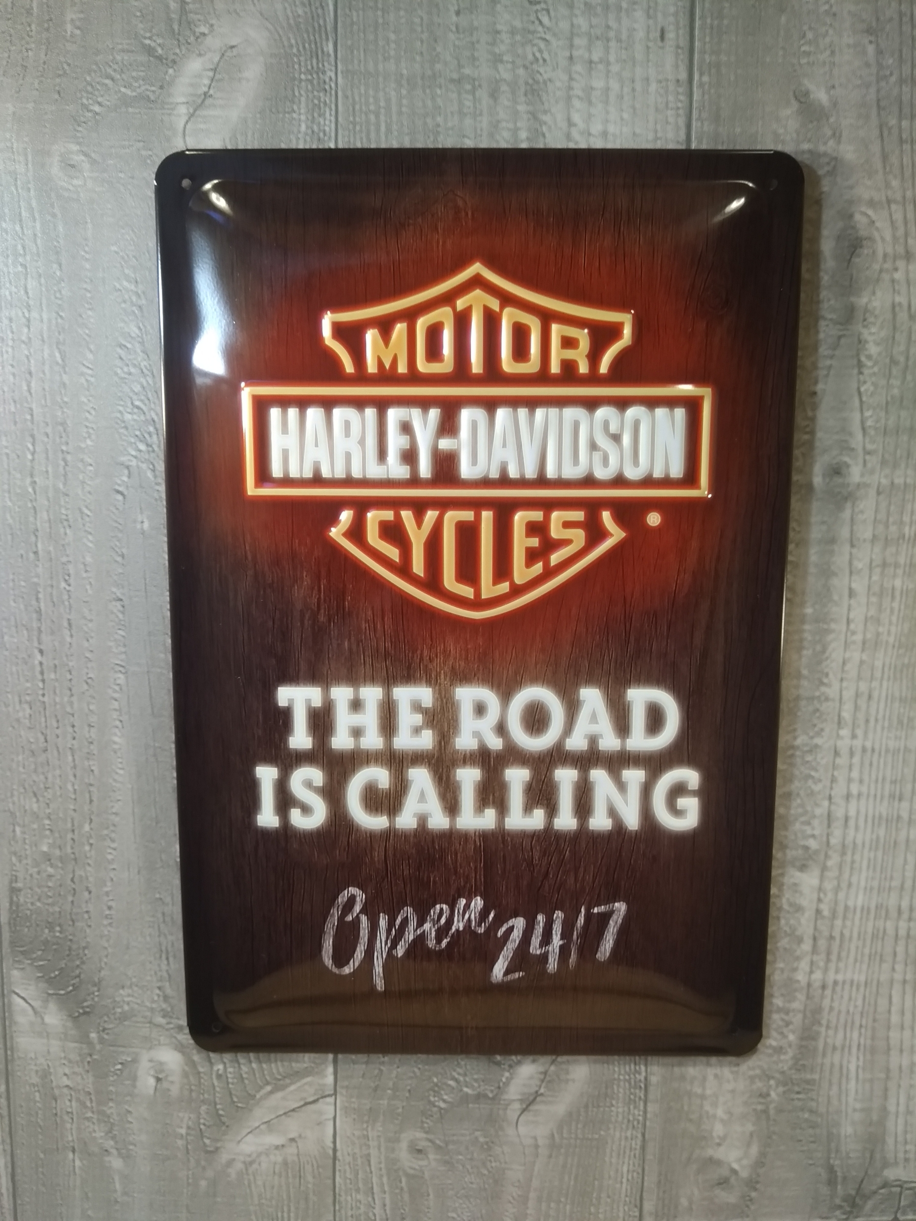 plaque métal déco publicitaire moto harley davidson the road rétro vintage