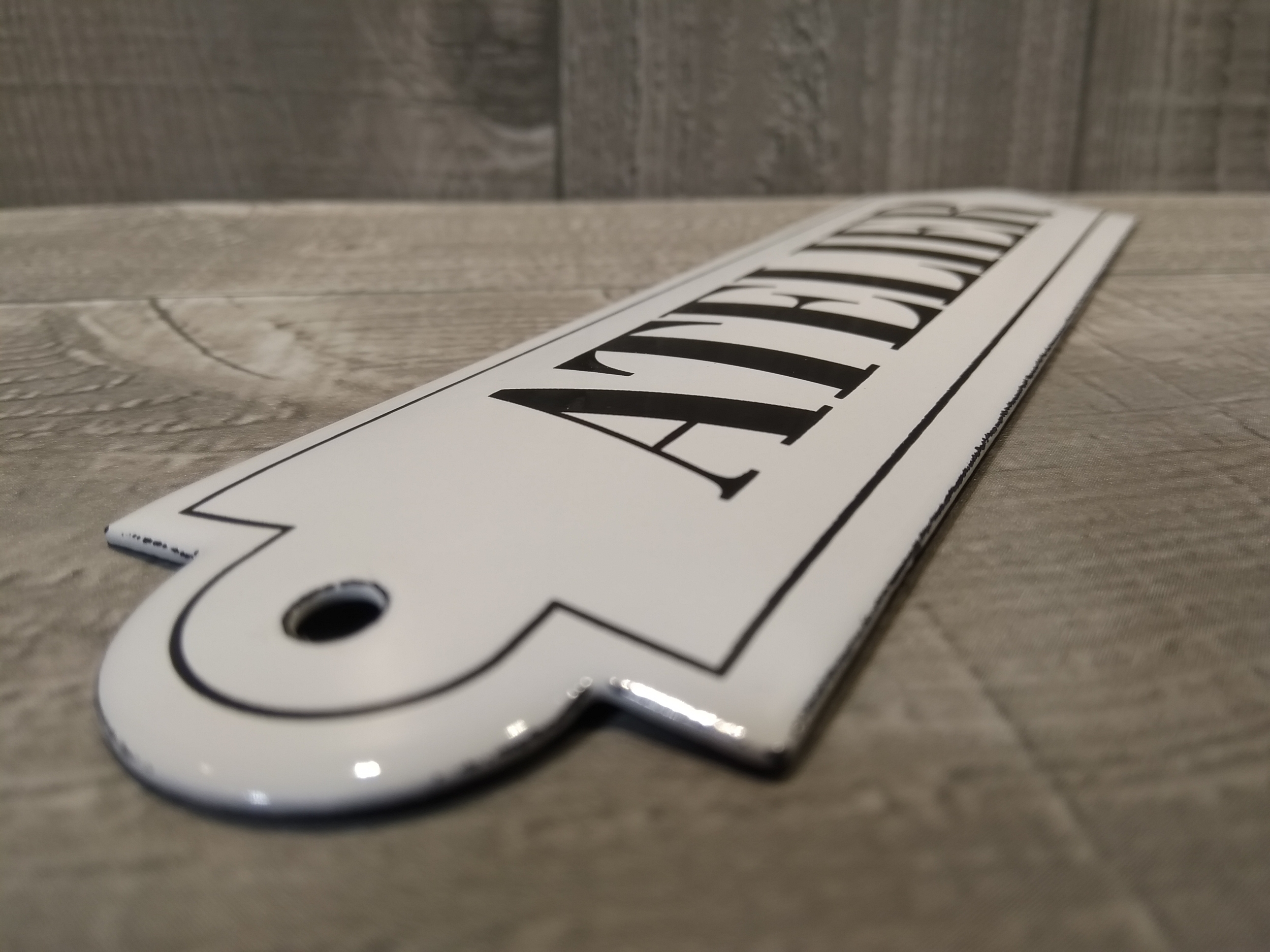 plaque émaillée déco porte atelier rétro vintage