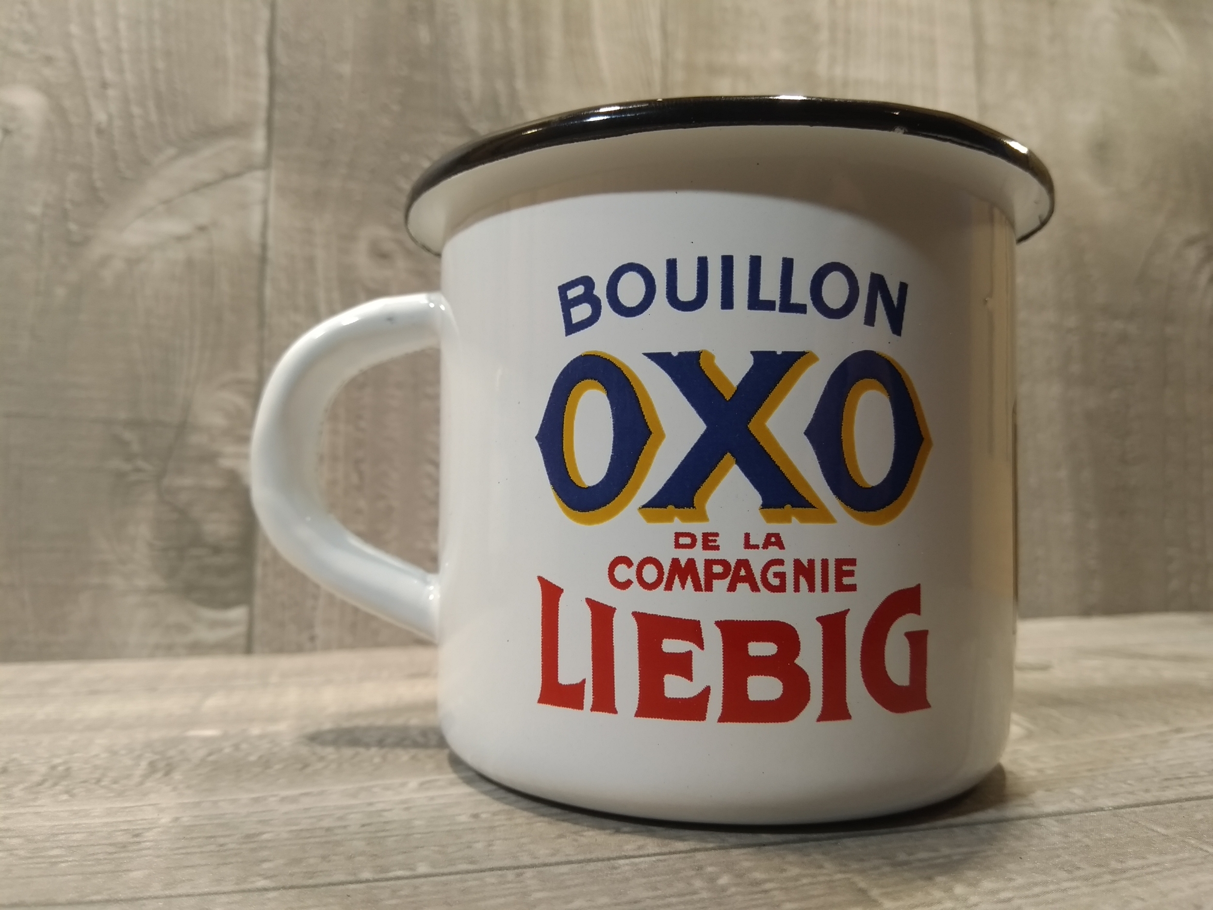 mug tasse émaillé bouillon liebig oxo