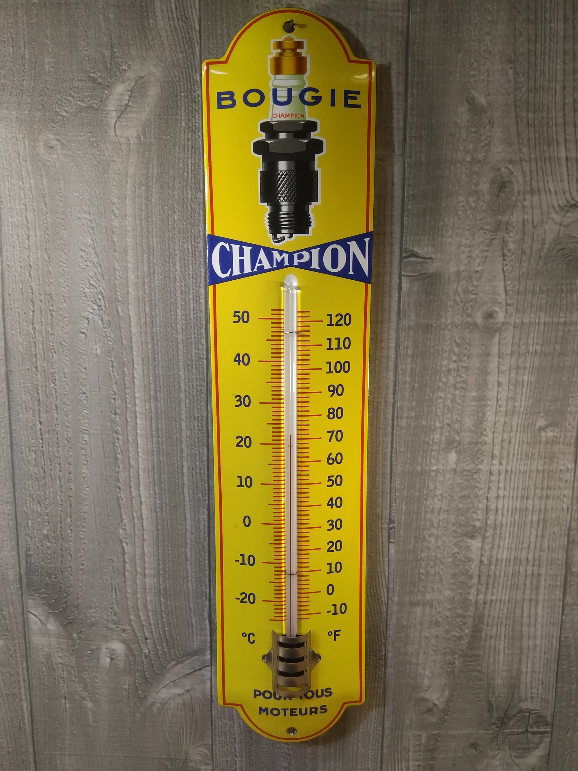 Thermomètre émaillé bougies Champion 42CM