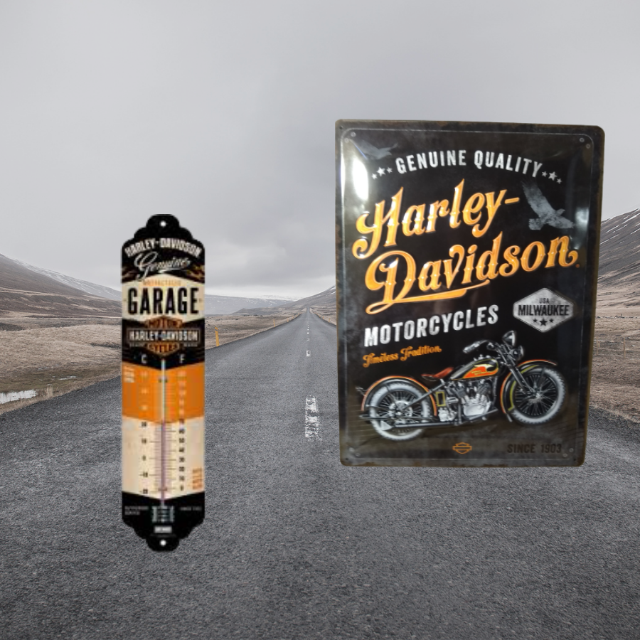 Lot thermomètre + plaque Harley Davidson - Les Promos - nostalgic-deco
