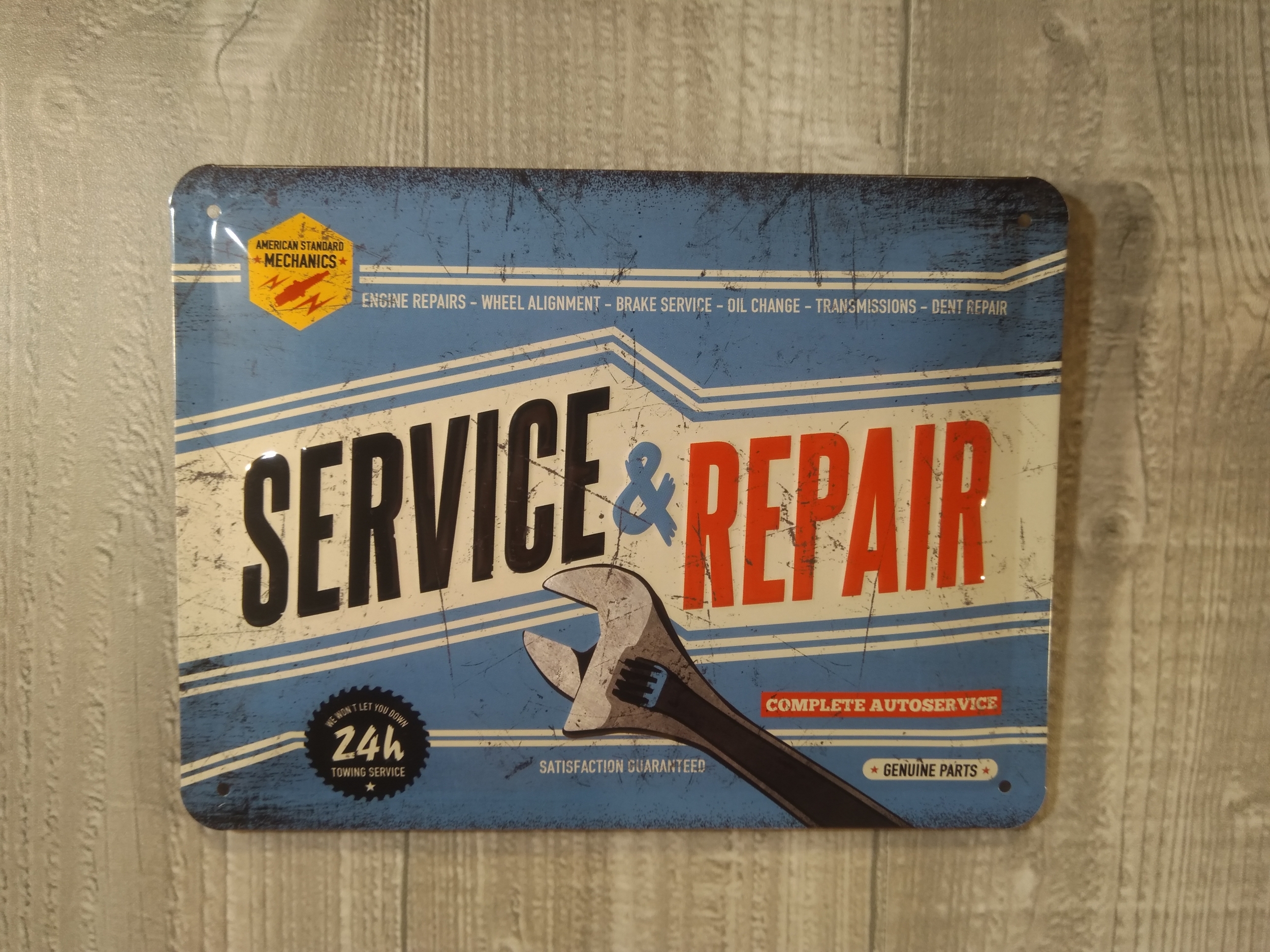 plaque métal déco garage service repair rétro vintage