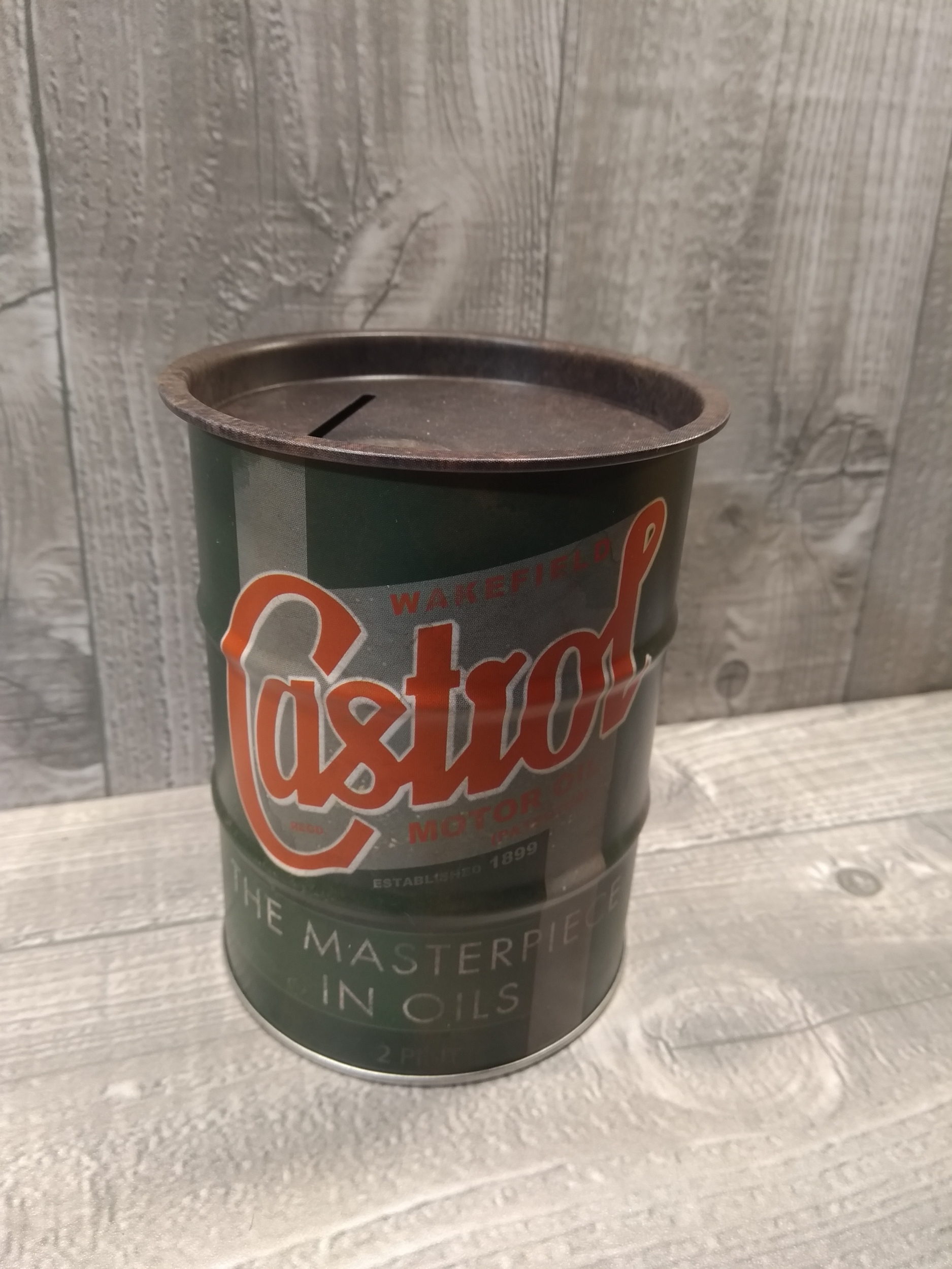 tirelire métal publicitaire castrol