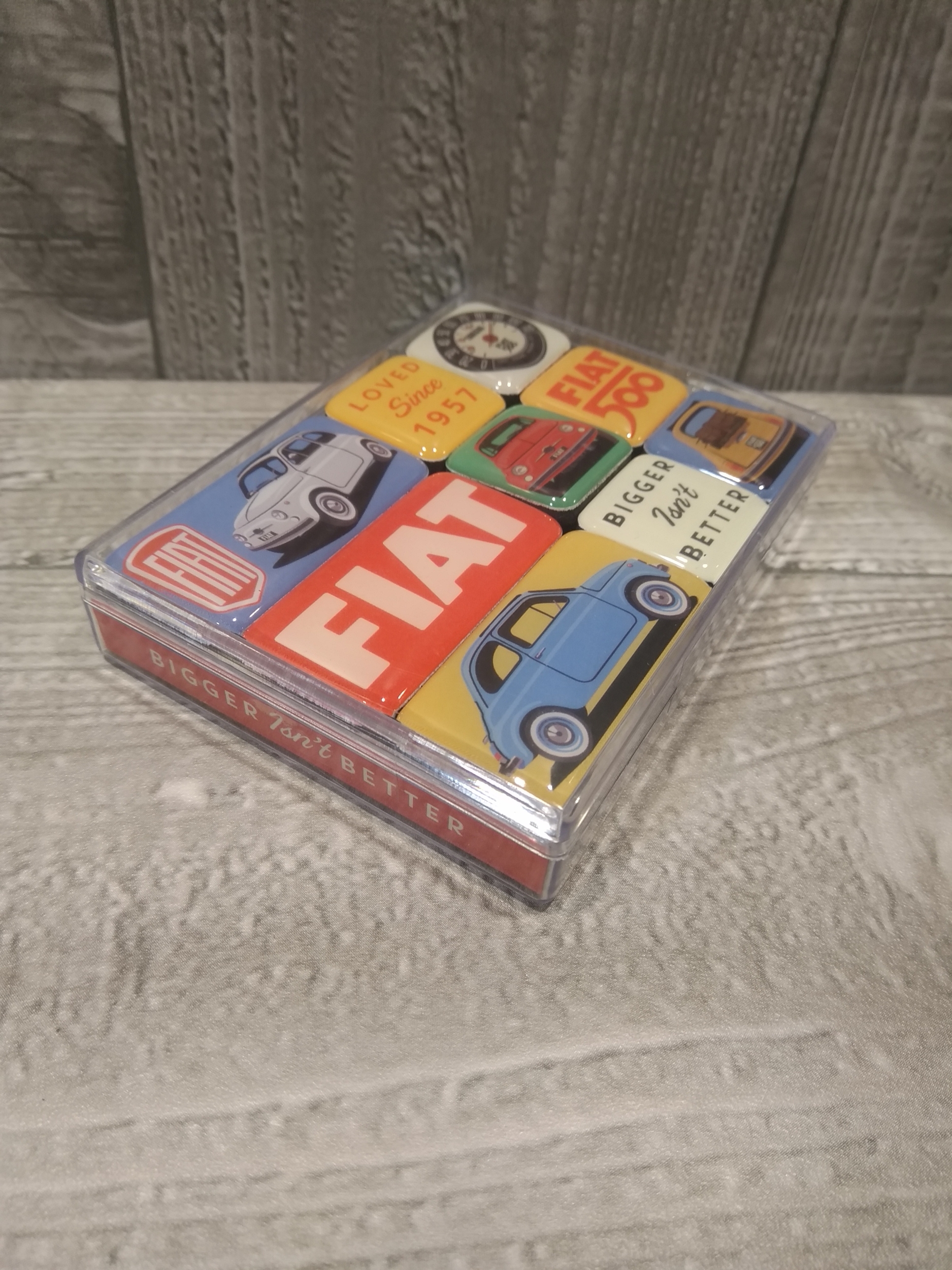 coffret magnets émaillés fiat 500 rétro vintage