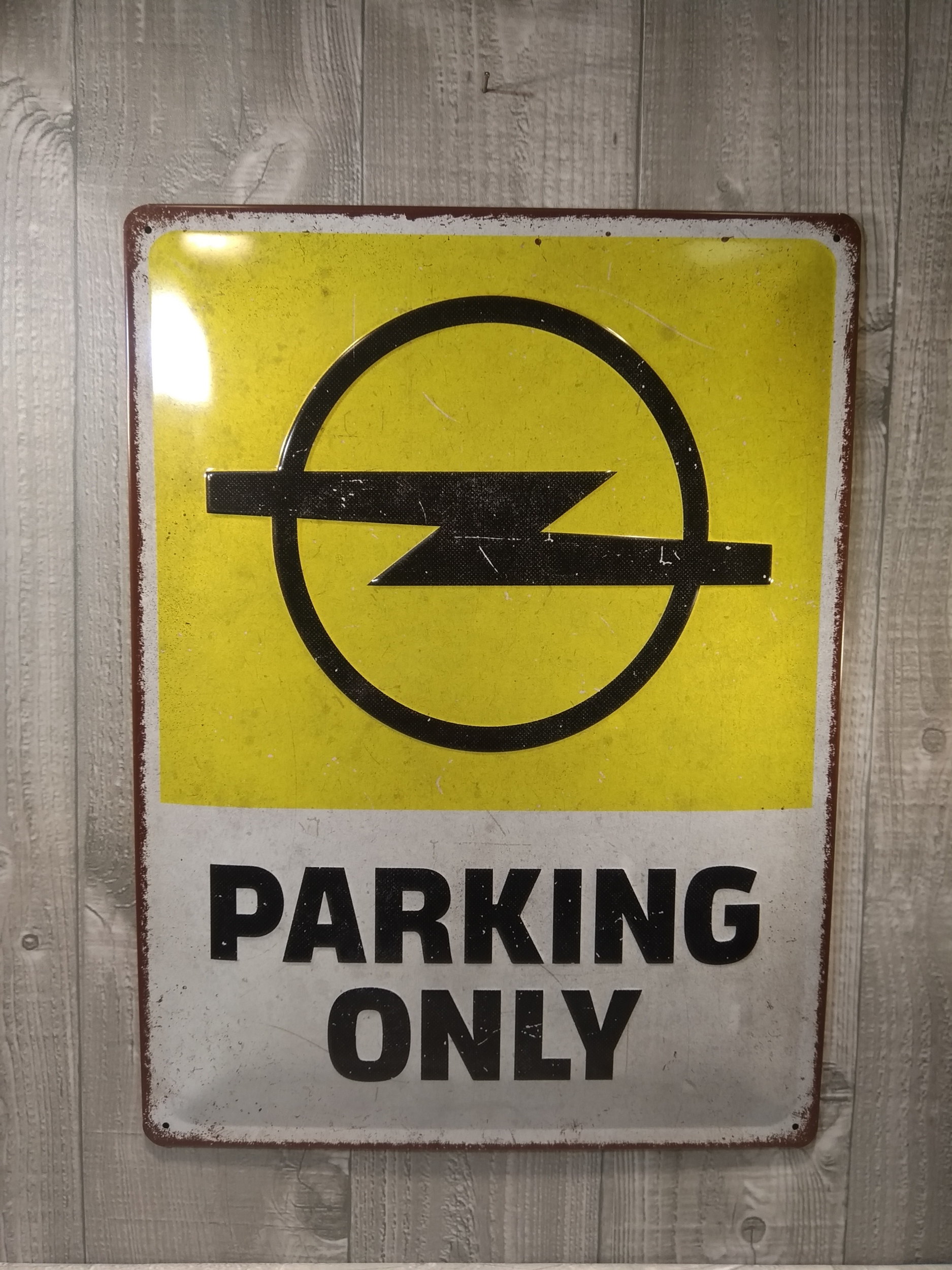 plaque métal déco opel parking only