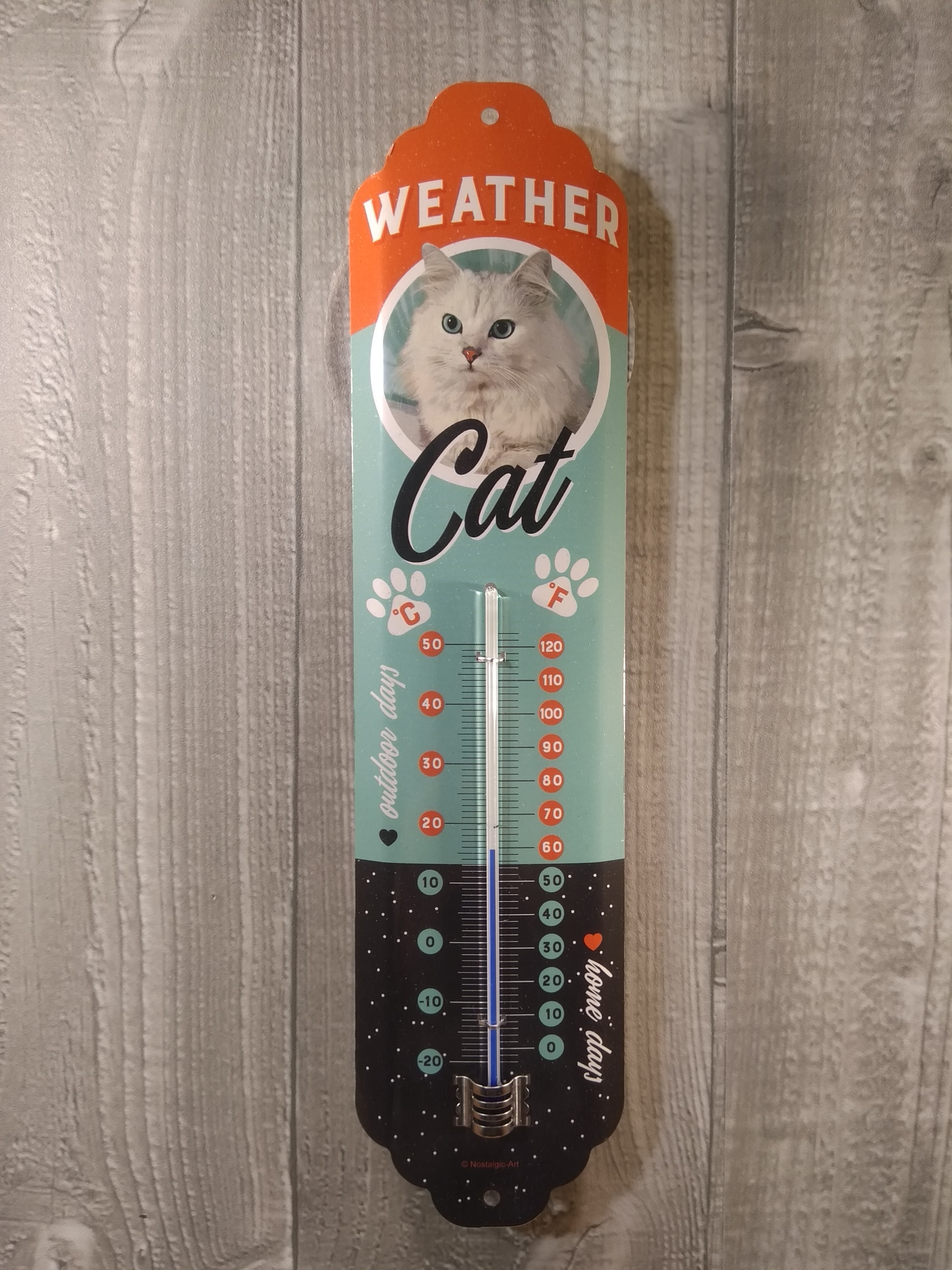 thermomètre métal déco chat rétro vintage