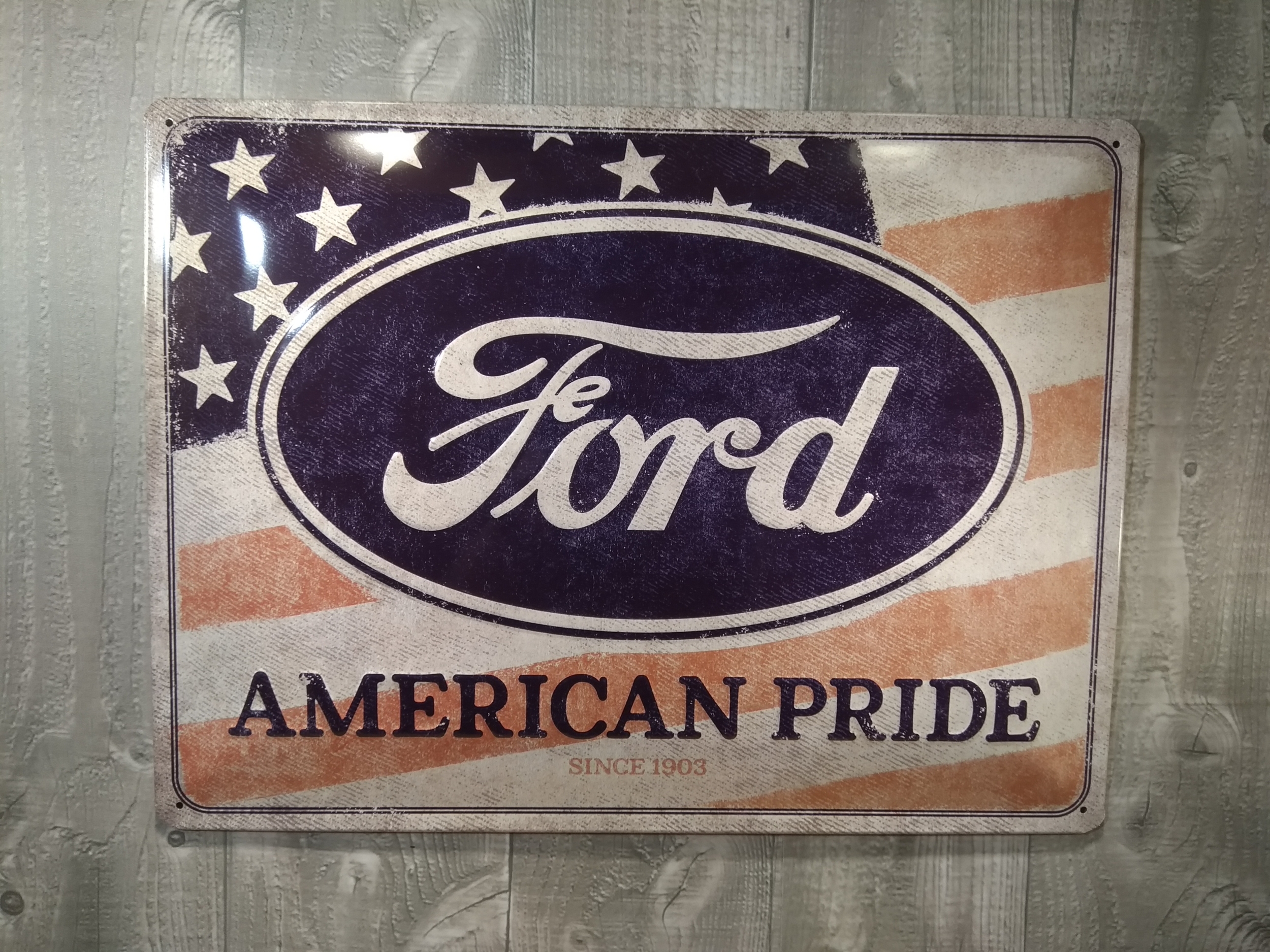 plaque métal drapeau ford américain