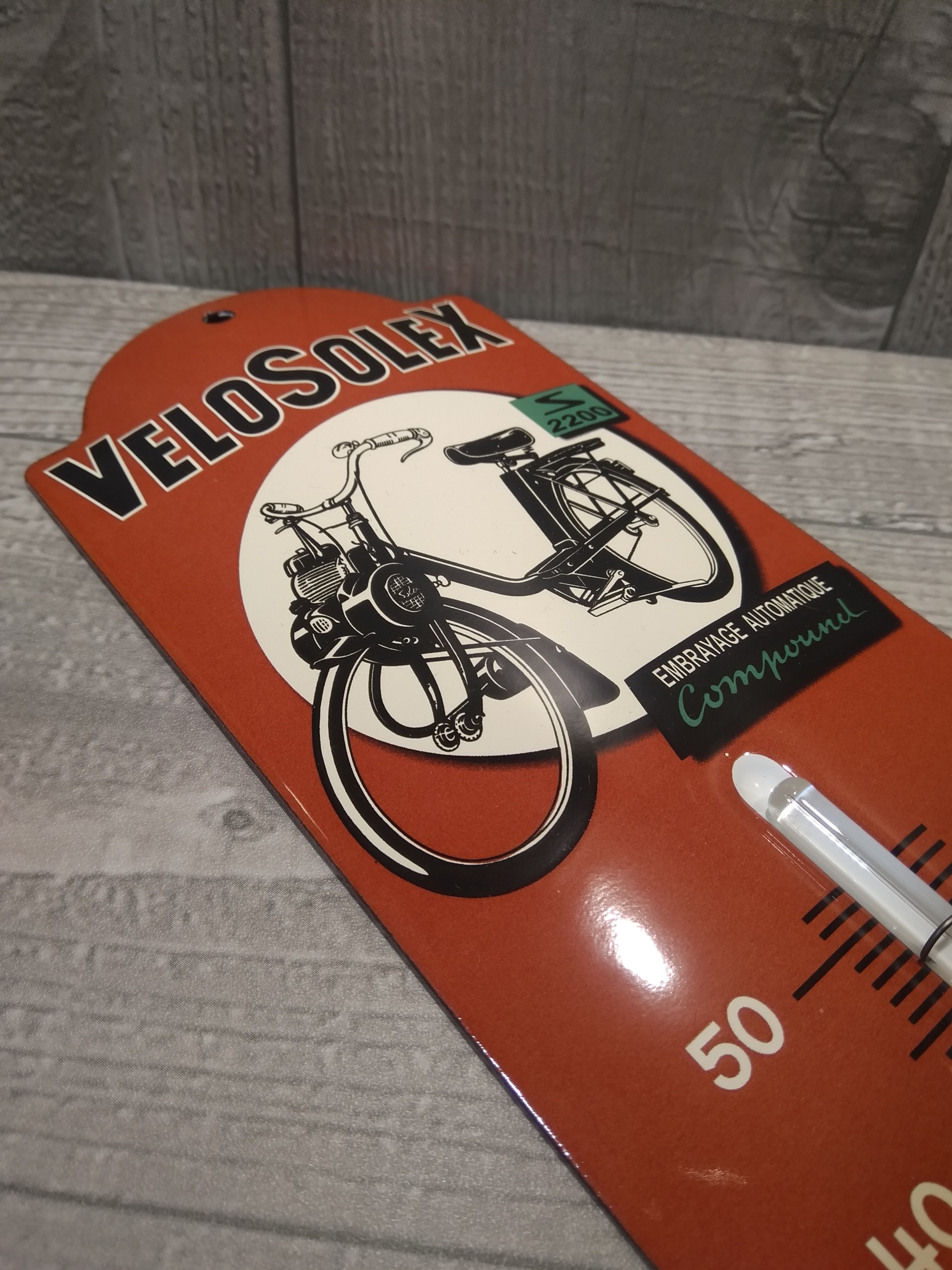 thermomètre émaillé rétro vintage velosolex