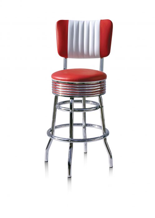 Tabouret de bar bas luxe avec dossier Palace 66 rouge