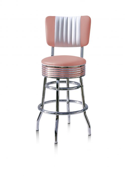 Tabouret de bar bas luxe avec dossier Palace 66 rose