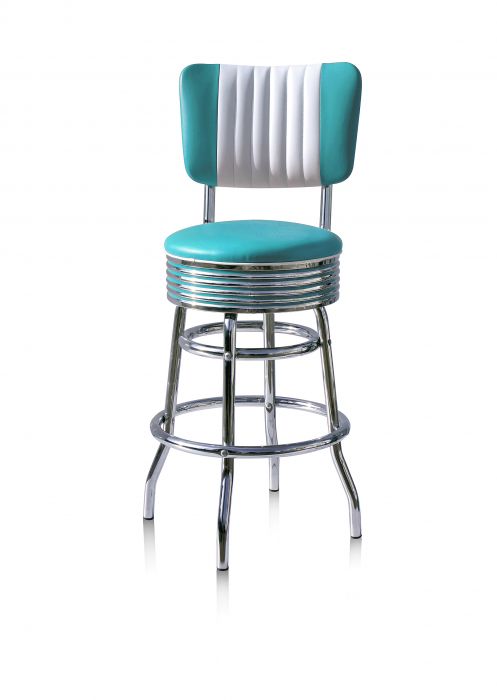 Tabouret de bar bas luxe avec dossier Palace 66 turquoise