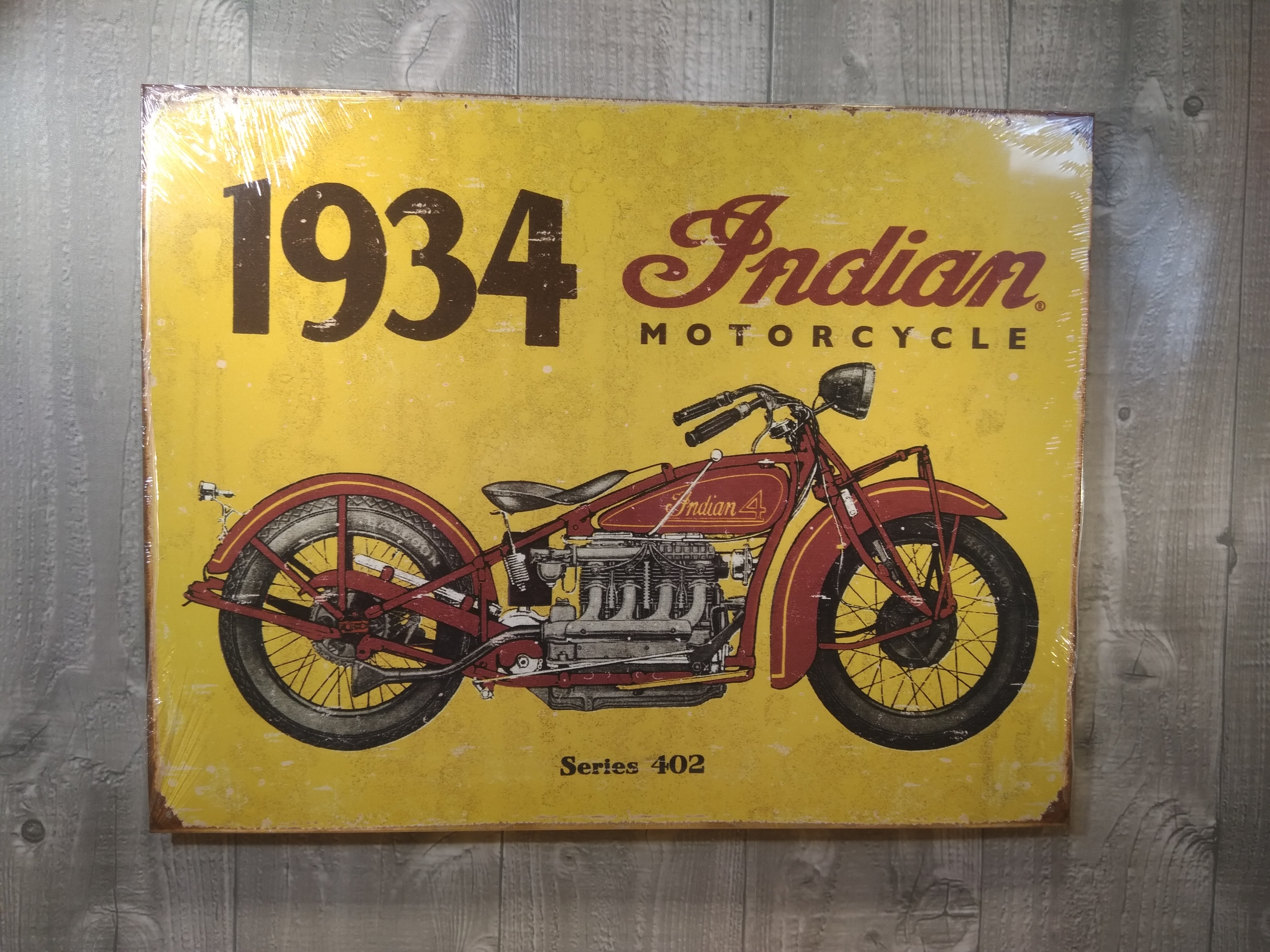 plaque métal déco publicitaire moto indian 1934