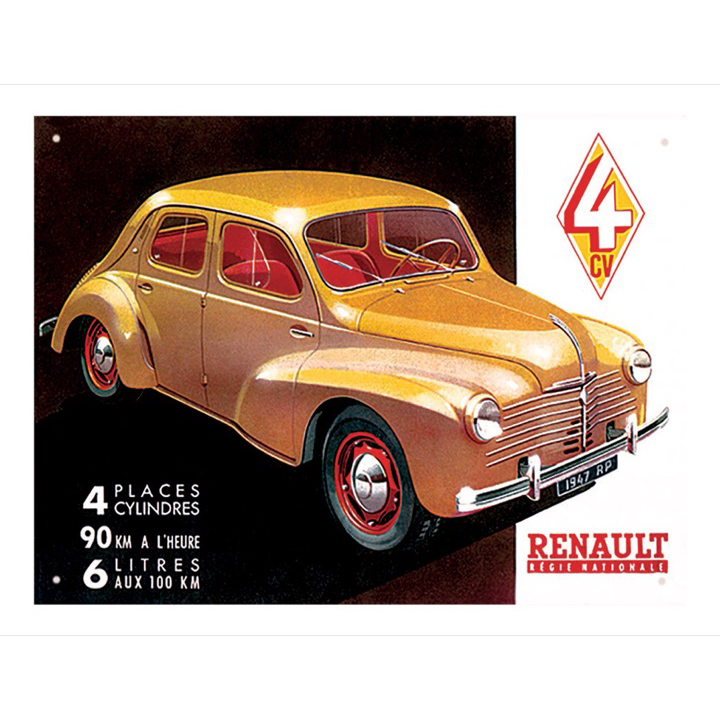 plaque métal déco renault 4cv publicitaire