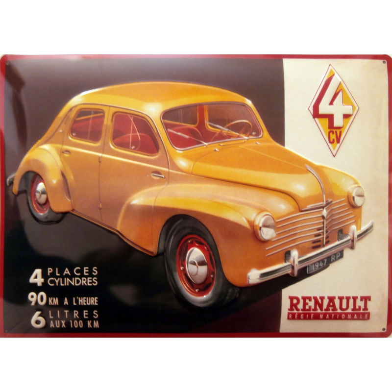 Plaque Publicitaire Renault 4cv 30x40 Cm Les Plaquesplaques 30x40 Cm Nostalgic Deco 