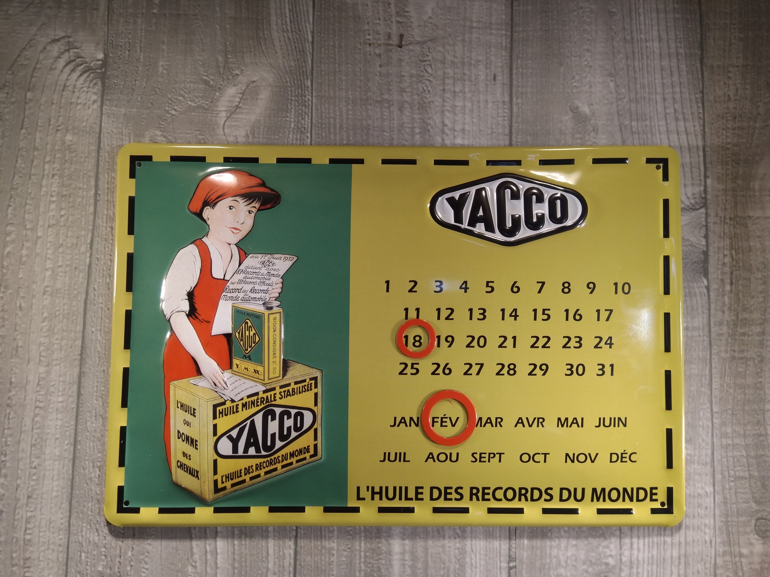 calendrier perpétuel publicitaire yacco