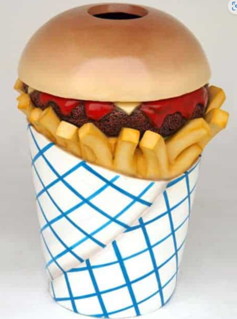 poubelle hamburger frite déco restaurant