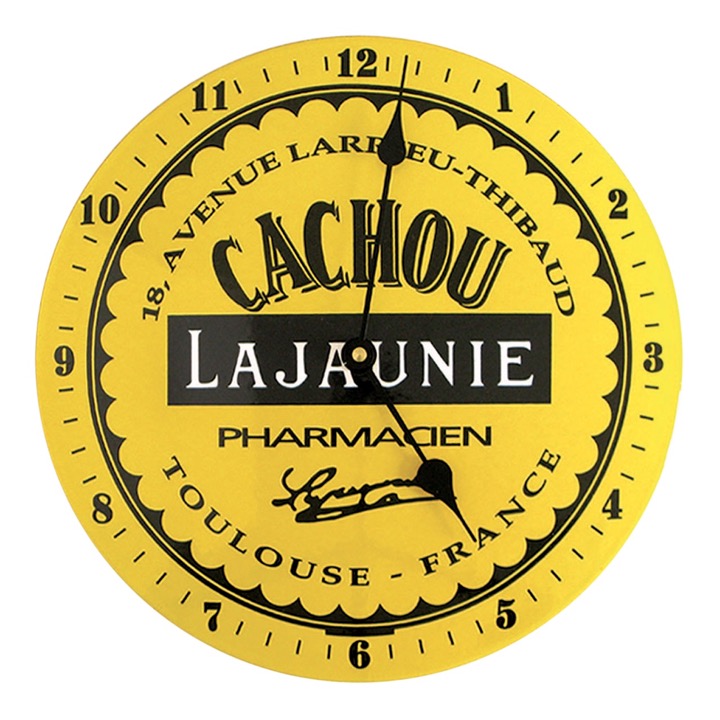 horloge émaillée cachou lajaunie publicitaire