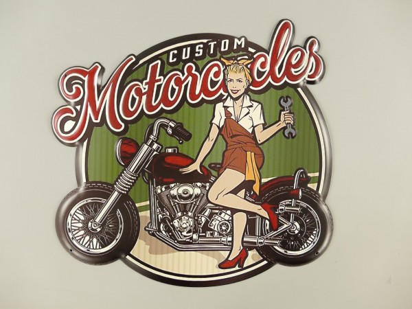 Plaque murale métal relief Moto - Pin up - Garage - vintage - 40 x 30 cm