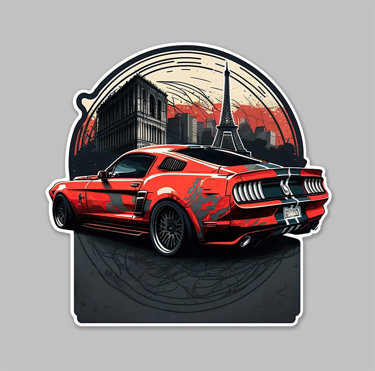 plaque rétro vintage publicitaire ford mustang tour eiffel