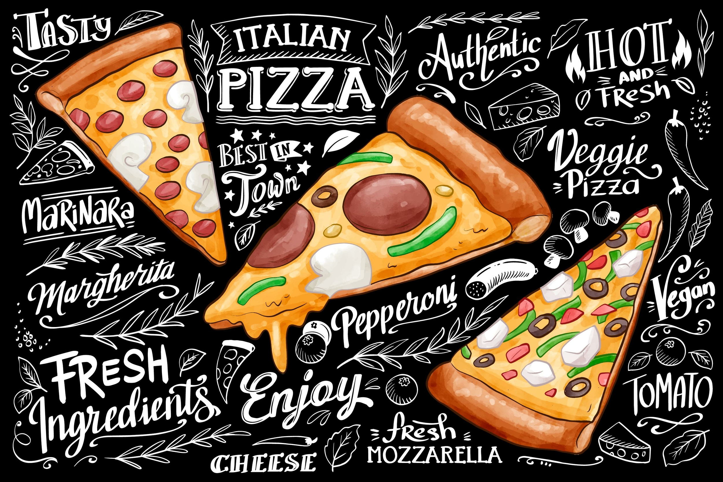 plaque déco publicitaire pizza rétro vintage