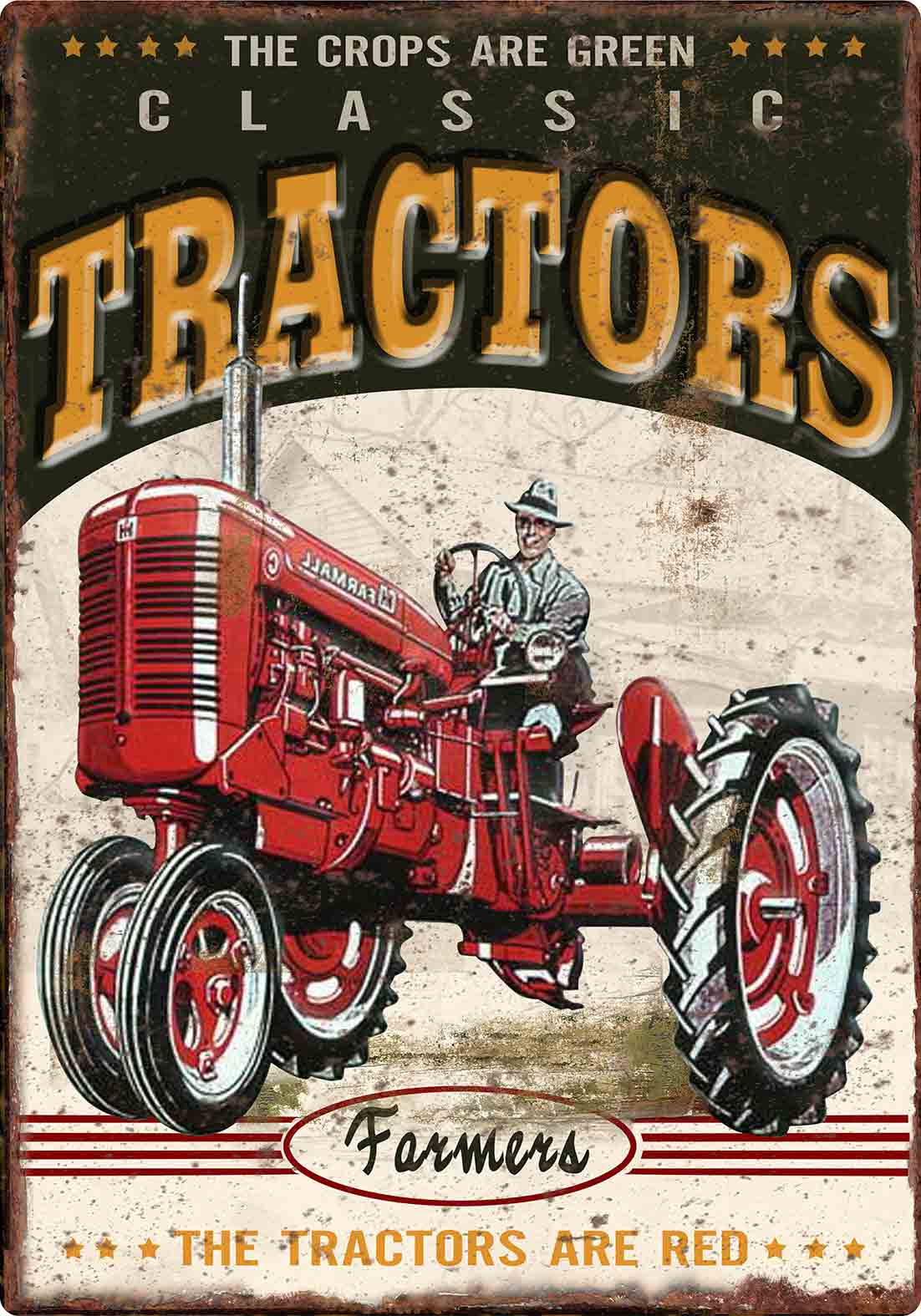 Plaque En Tôle Gaufrée FAHR Schlepper Tracteur Ancien - 30x20 Cm Décoration Vintage