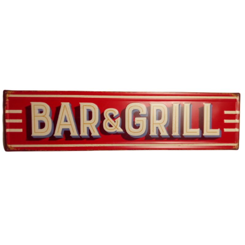 plaque en relief bar &amp; grill vintage