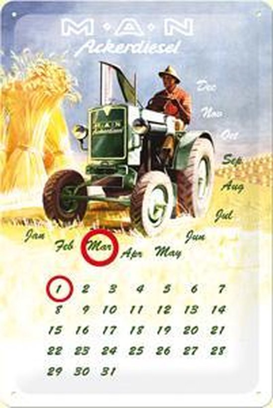 calendrier perpétuel tracteur man publicitaire rétro vintage