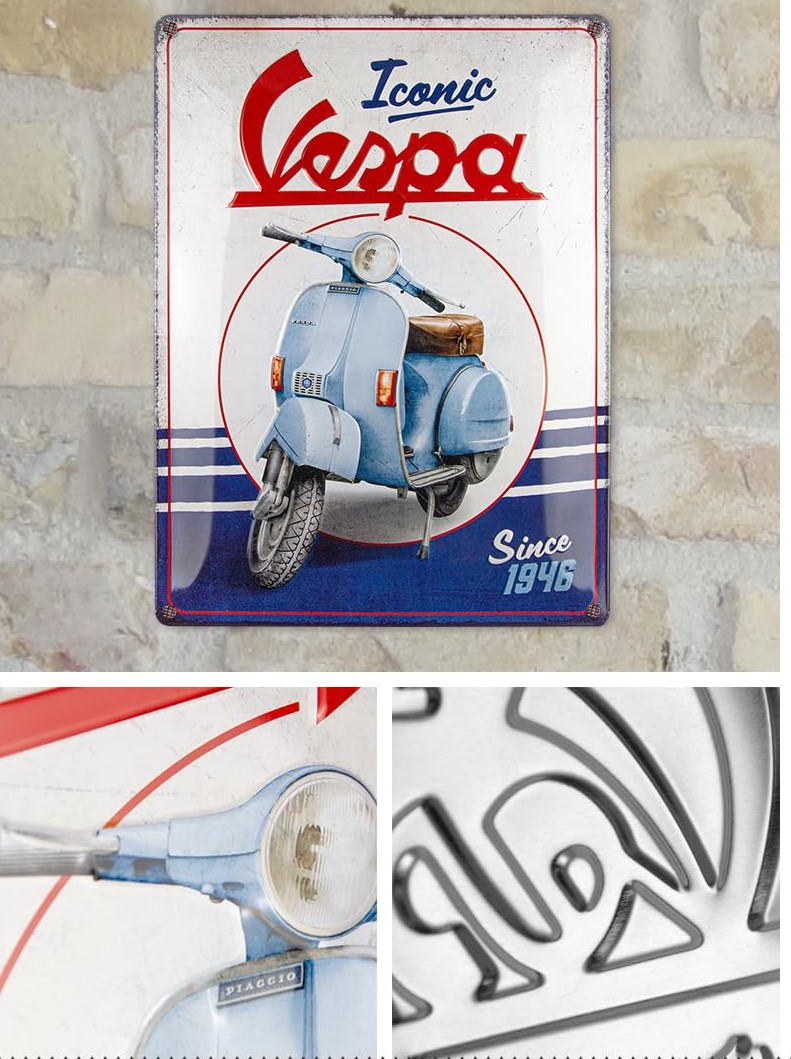 Plaque métal vintage Vespa 50' Dolce Vita -  France