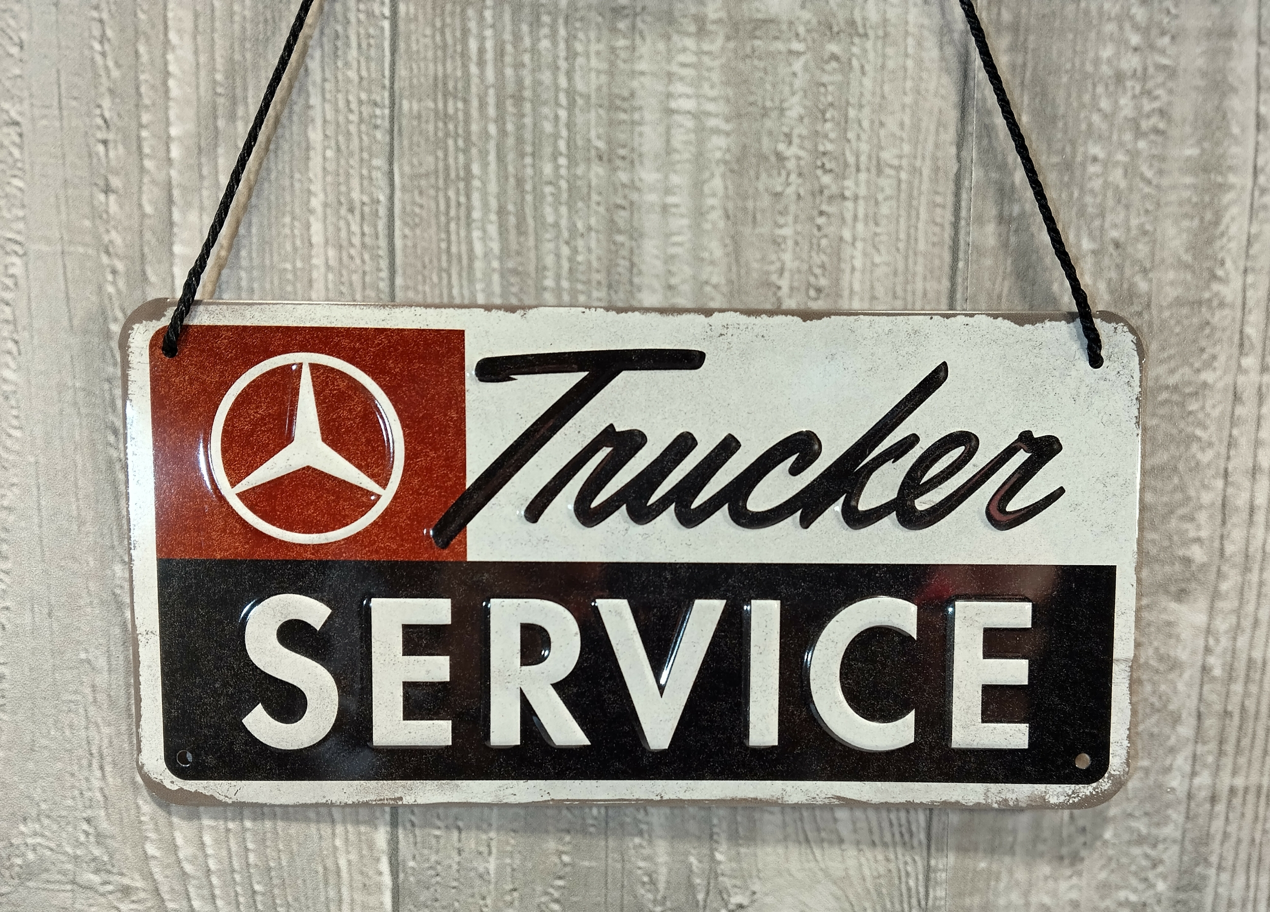 plaque à suspendre déco publicitaire mercedes trucker service