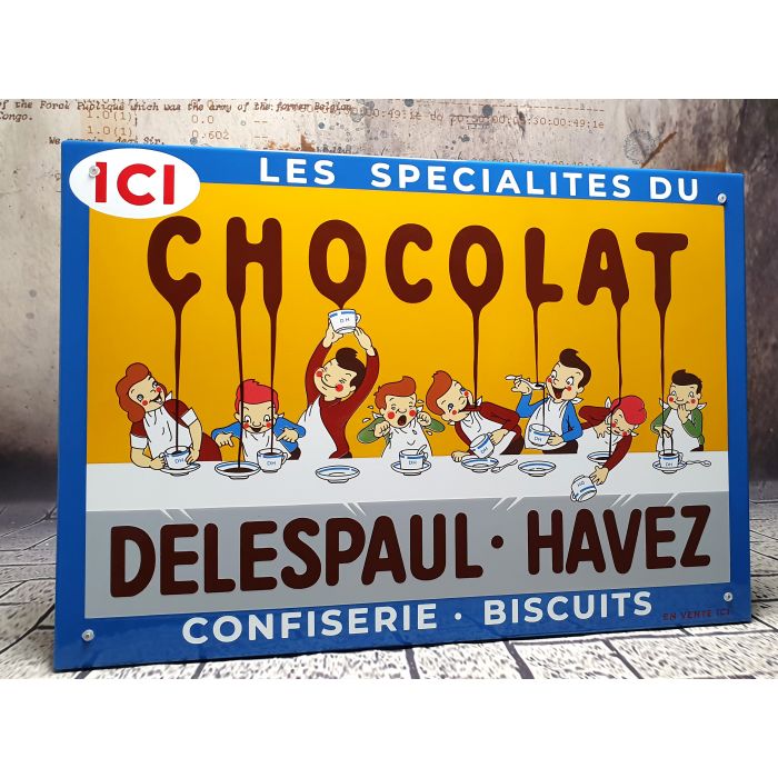 plaque émaillée chocolat delespaul havez
