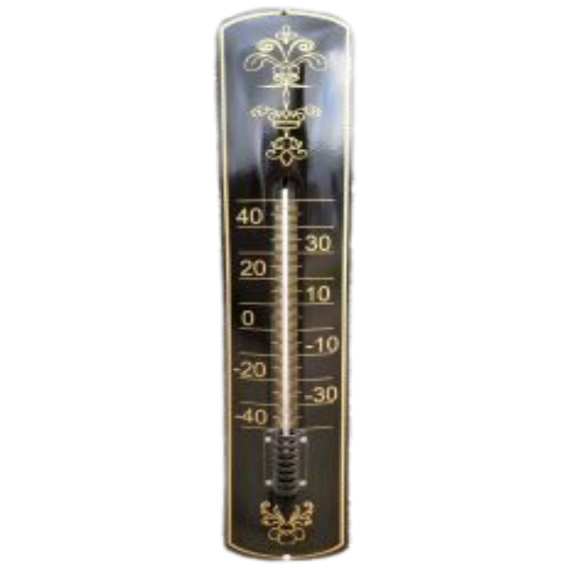 thermomètre émaillé noir bombé vintage
