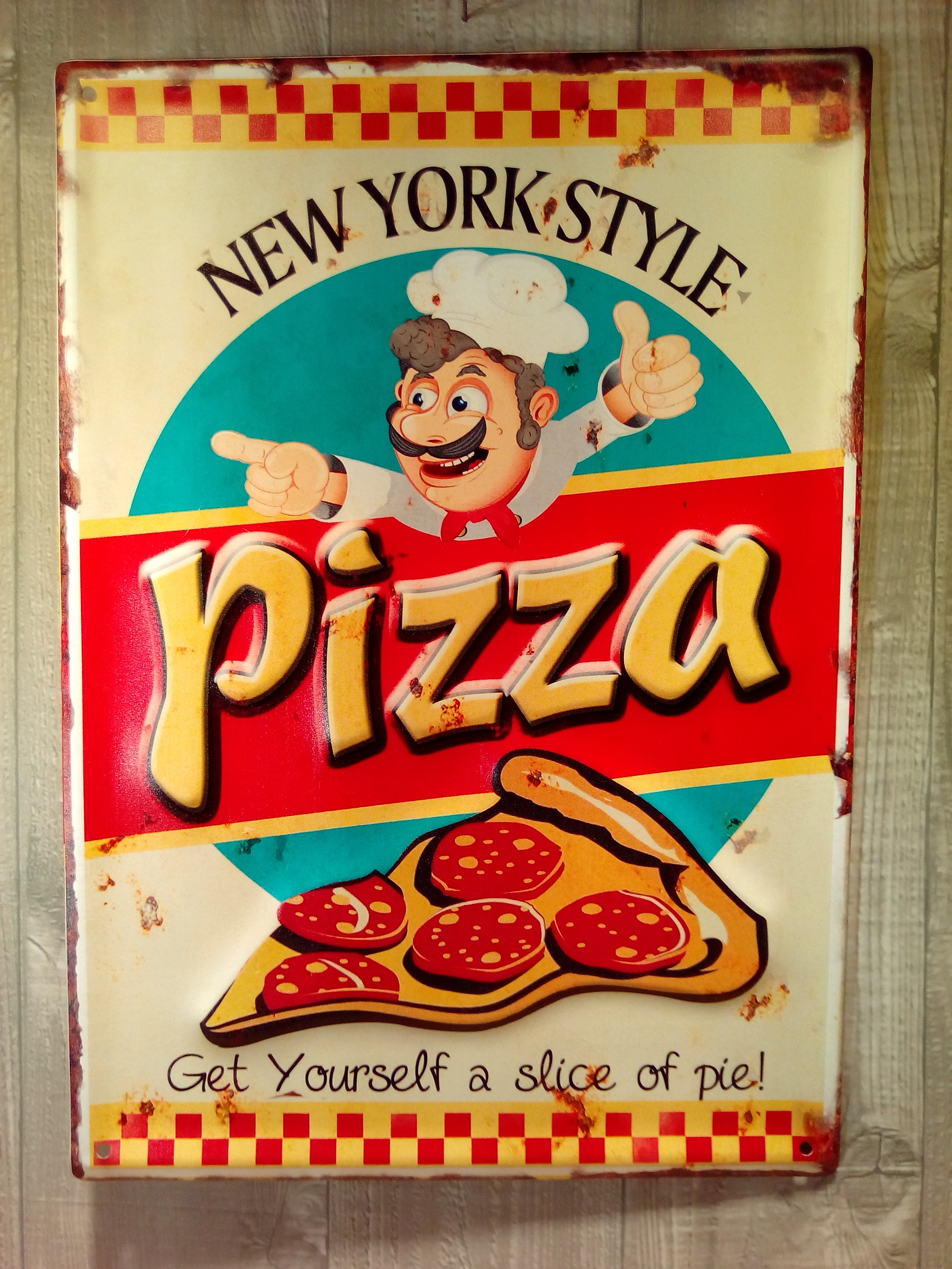 plaque métal déco américaine pizza